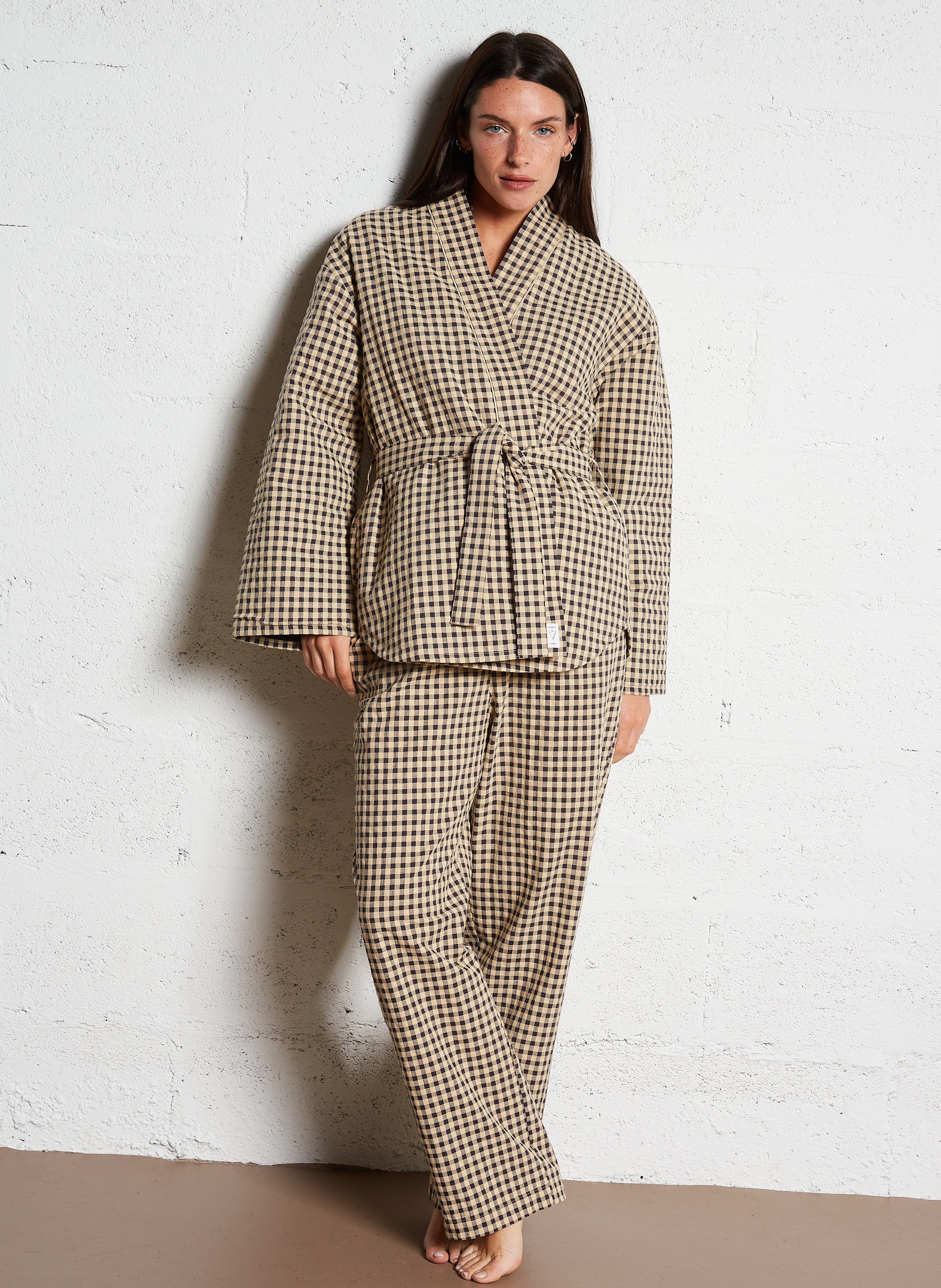 Straight-cut check jacket Multicolored