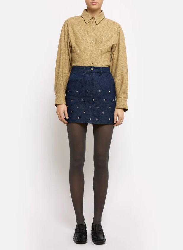 Chemise col classique en laine mélangée ROSEANNA Beige