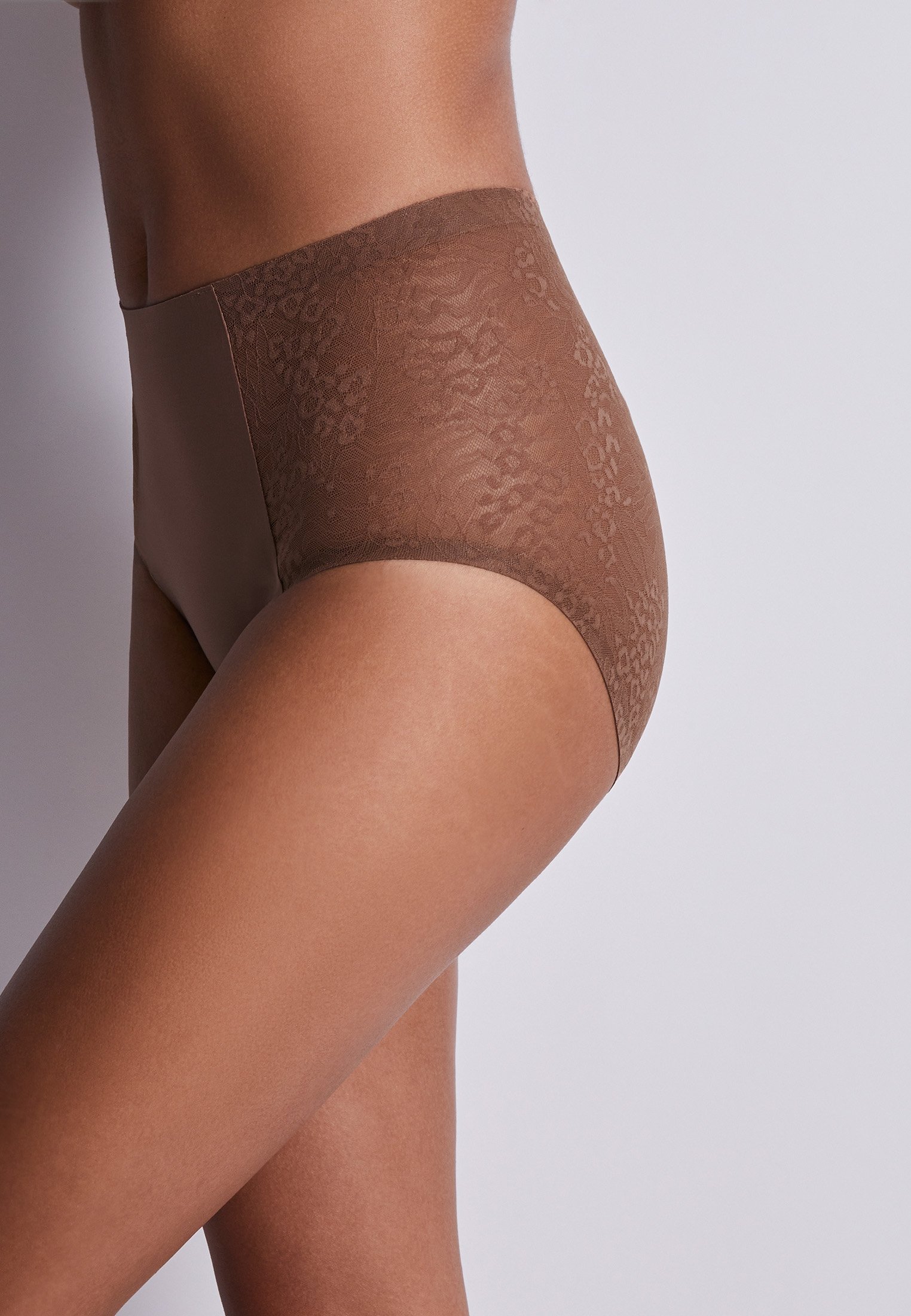 High-waisted lace panties AUBADE Brown