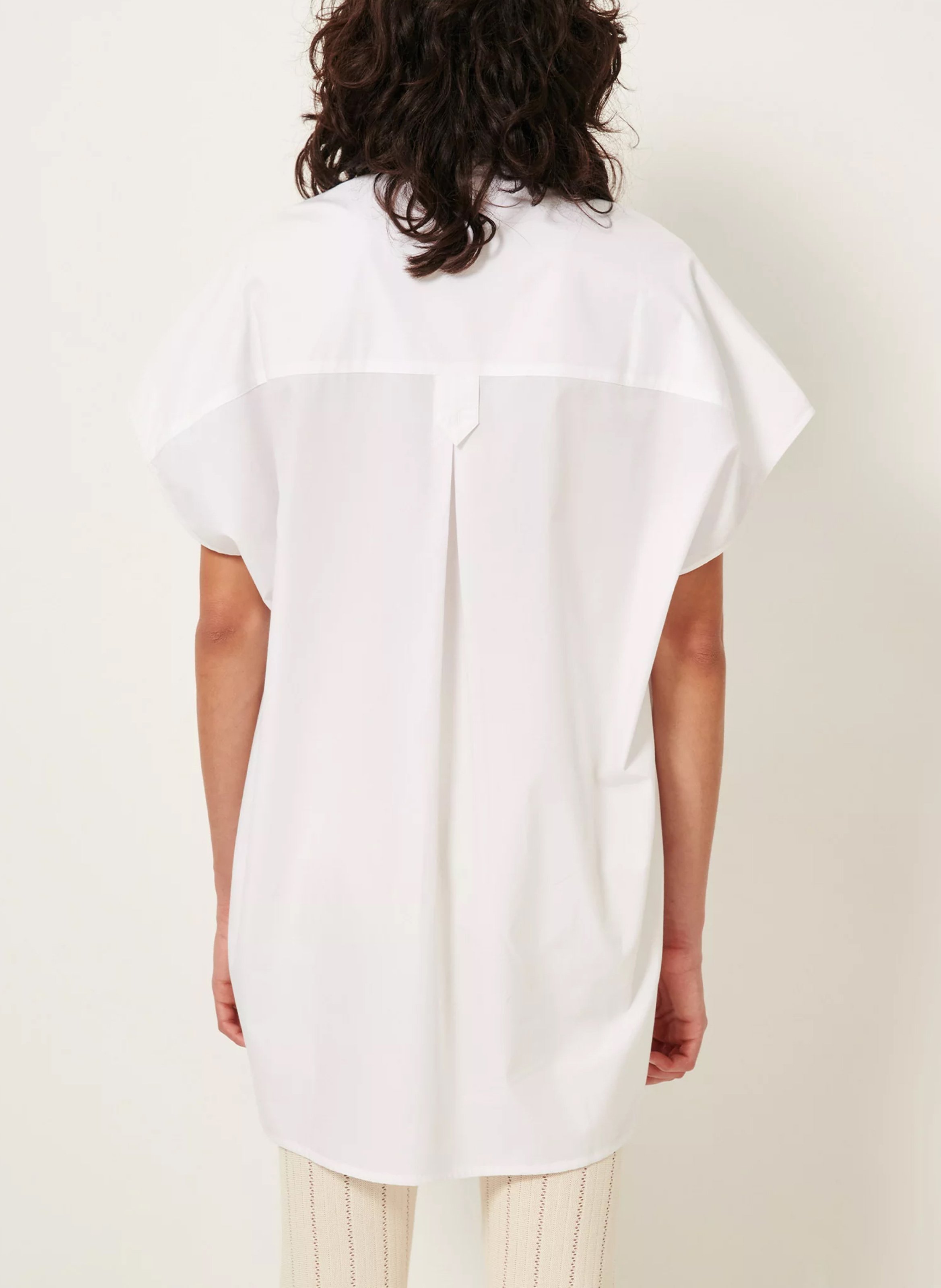 Loose-fit cotton shirt dress SESSUN White