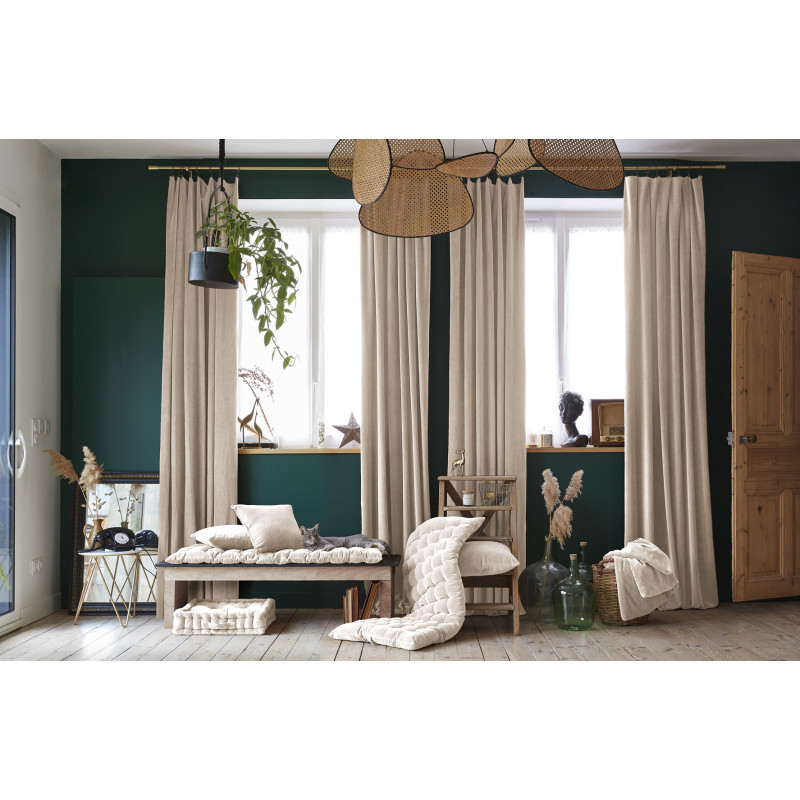 Cotton velvet floor cushion L'EFFET PAPILLON Beige