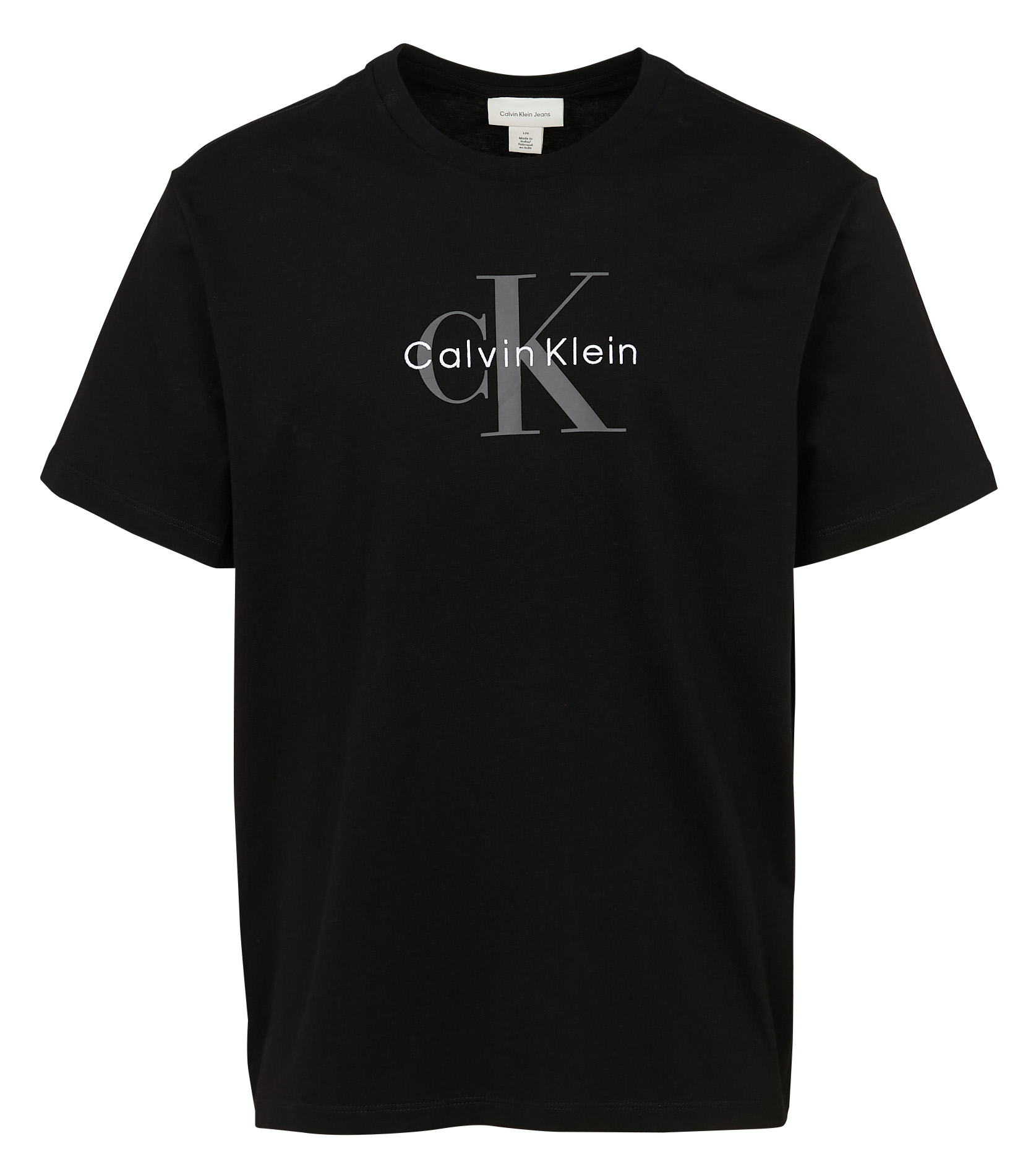 Tee-shirt droit en coton sérigraphié CALVIN KLEIN Noir