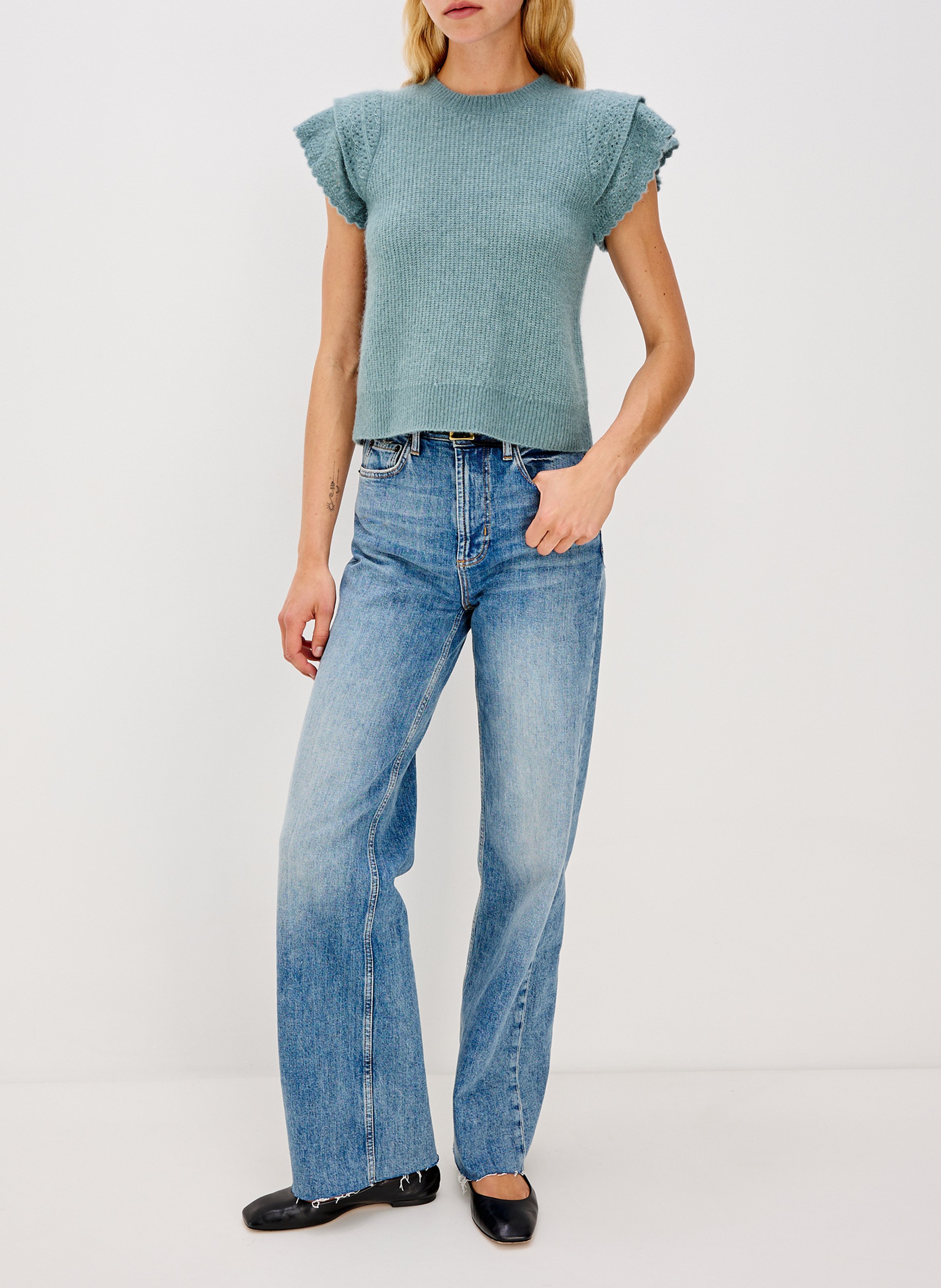 Pull sans manches uni à volants  RAILS Vert