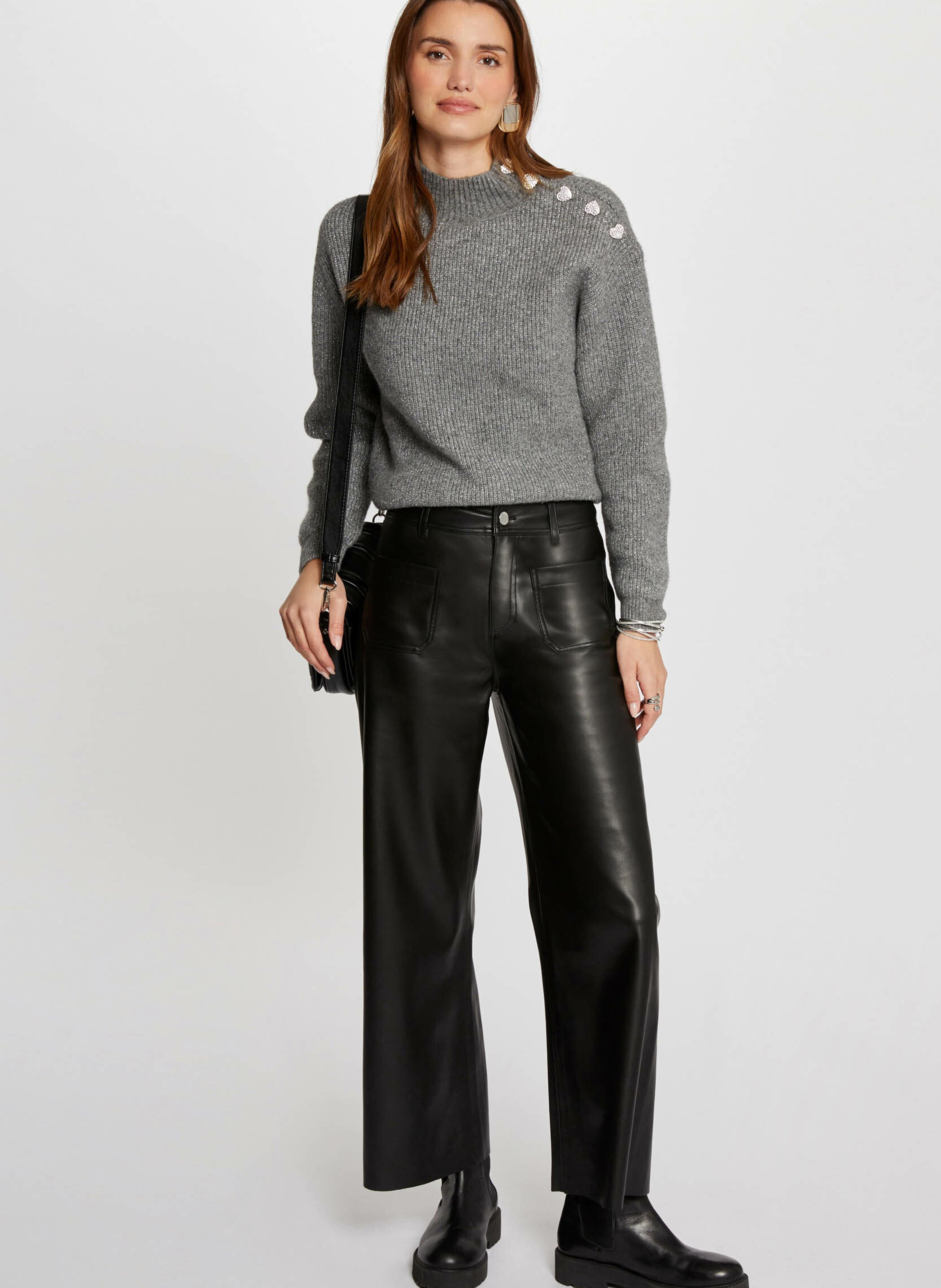 Rechte trui met hoge kraag MORGAN Grijs