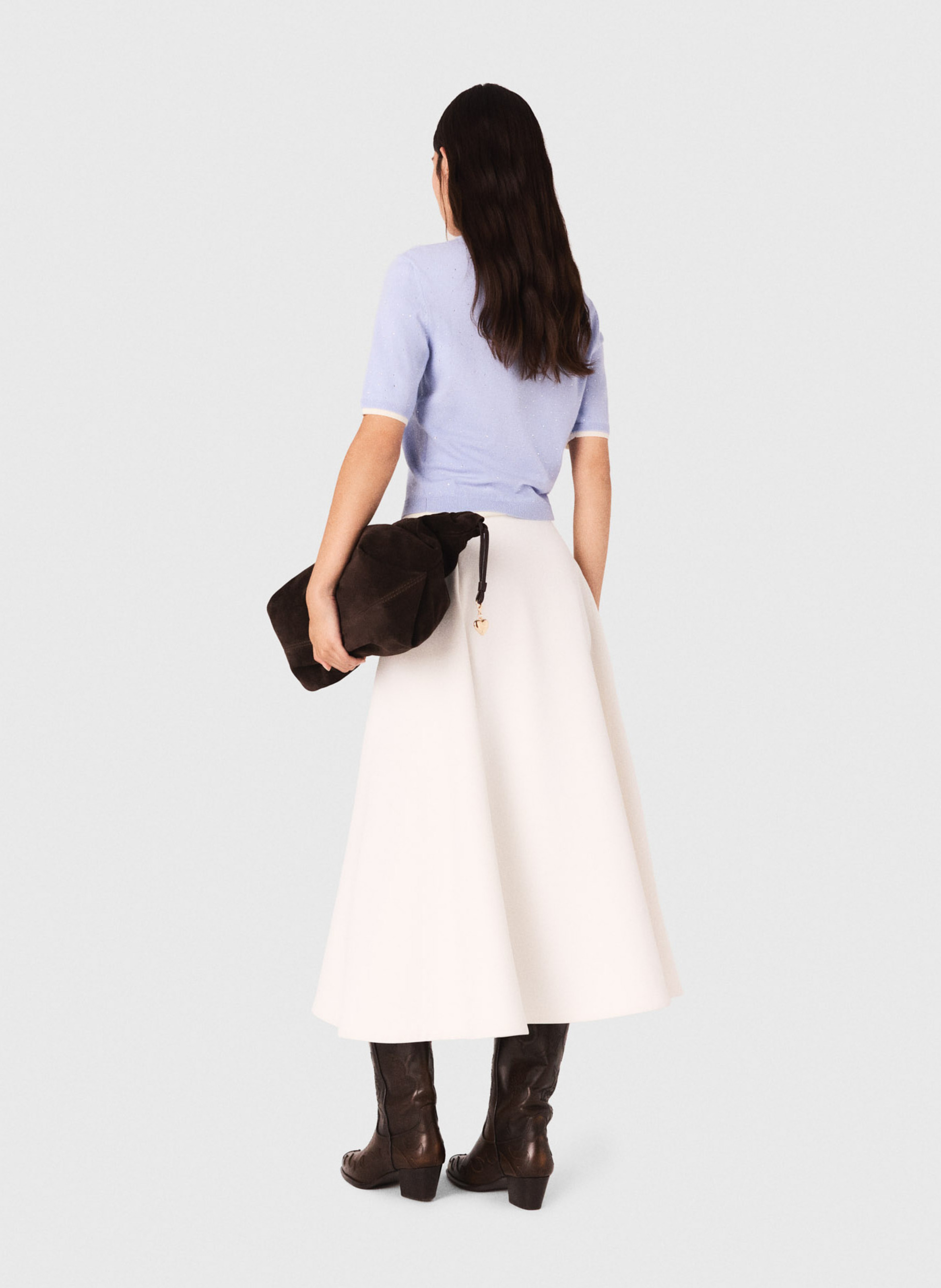 Pull col rond en laine mélangée MAJE Bleu