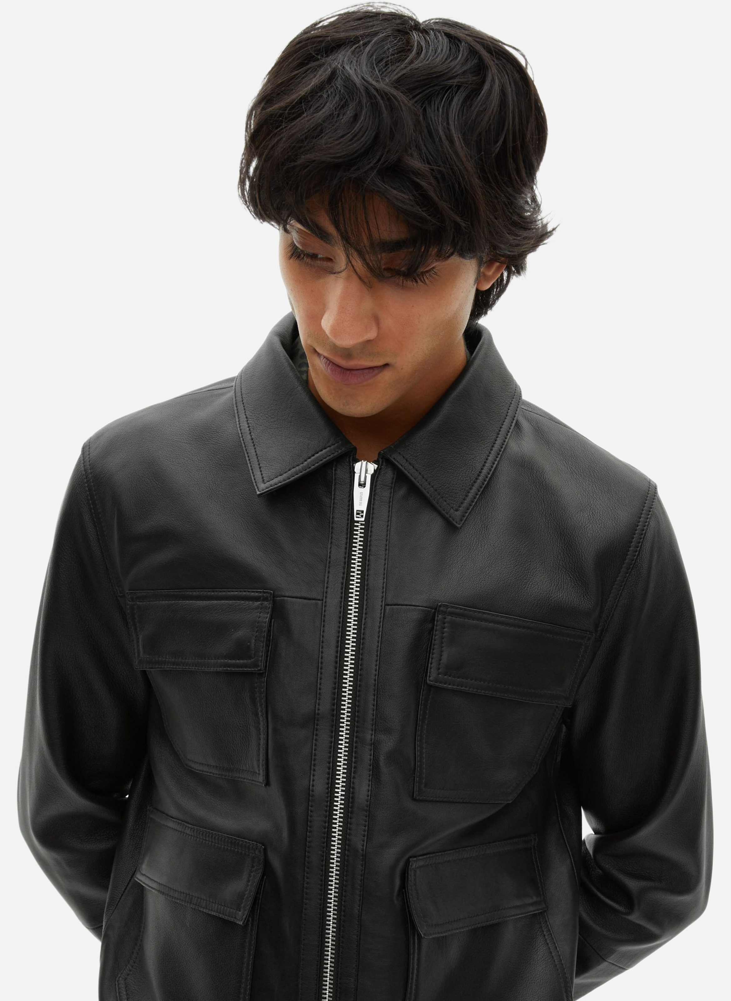 Leather jacket THE KOOPLES Black