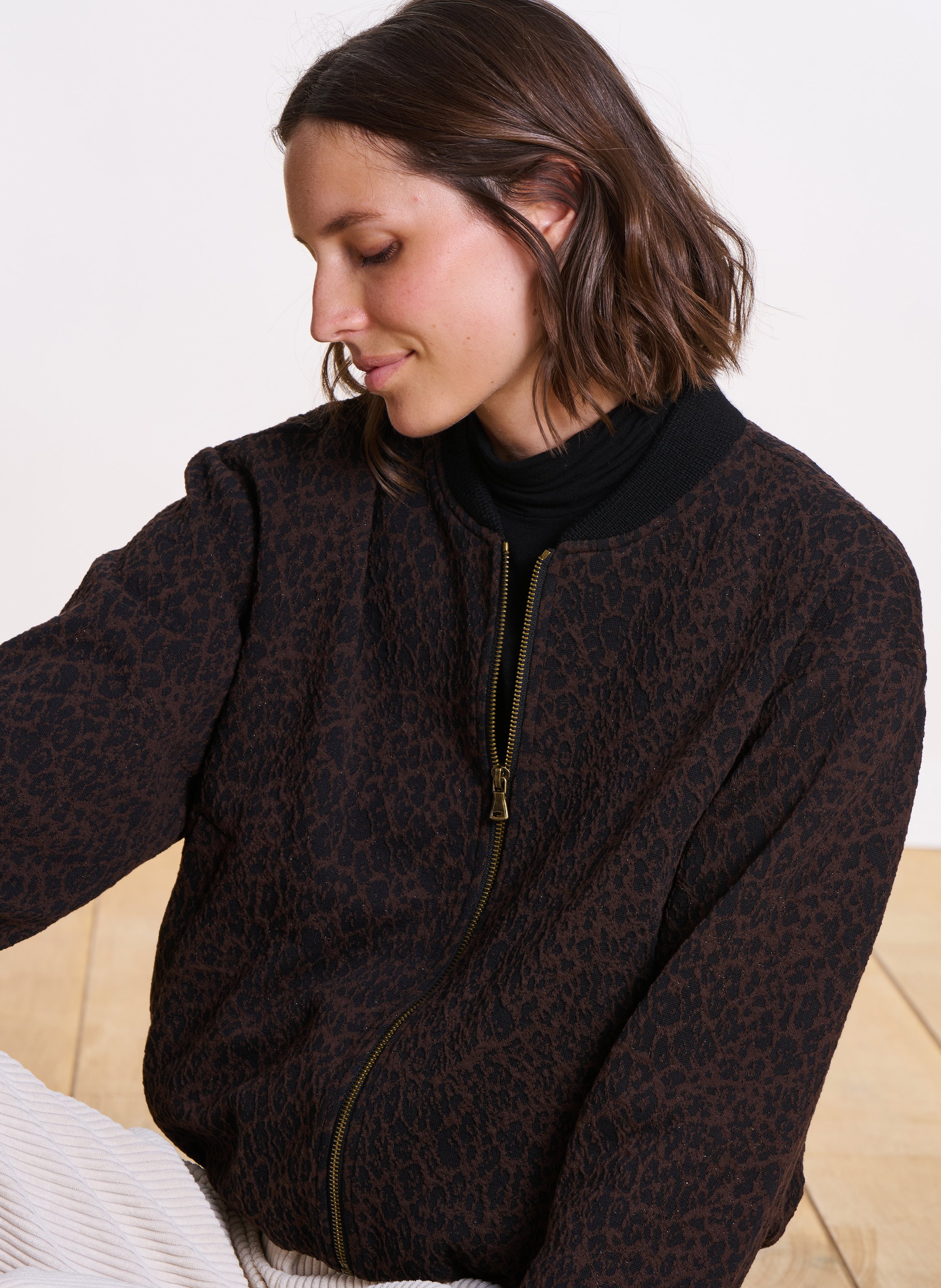 Blouson oversize imprimé LA FEE MARABOUTEE Marron