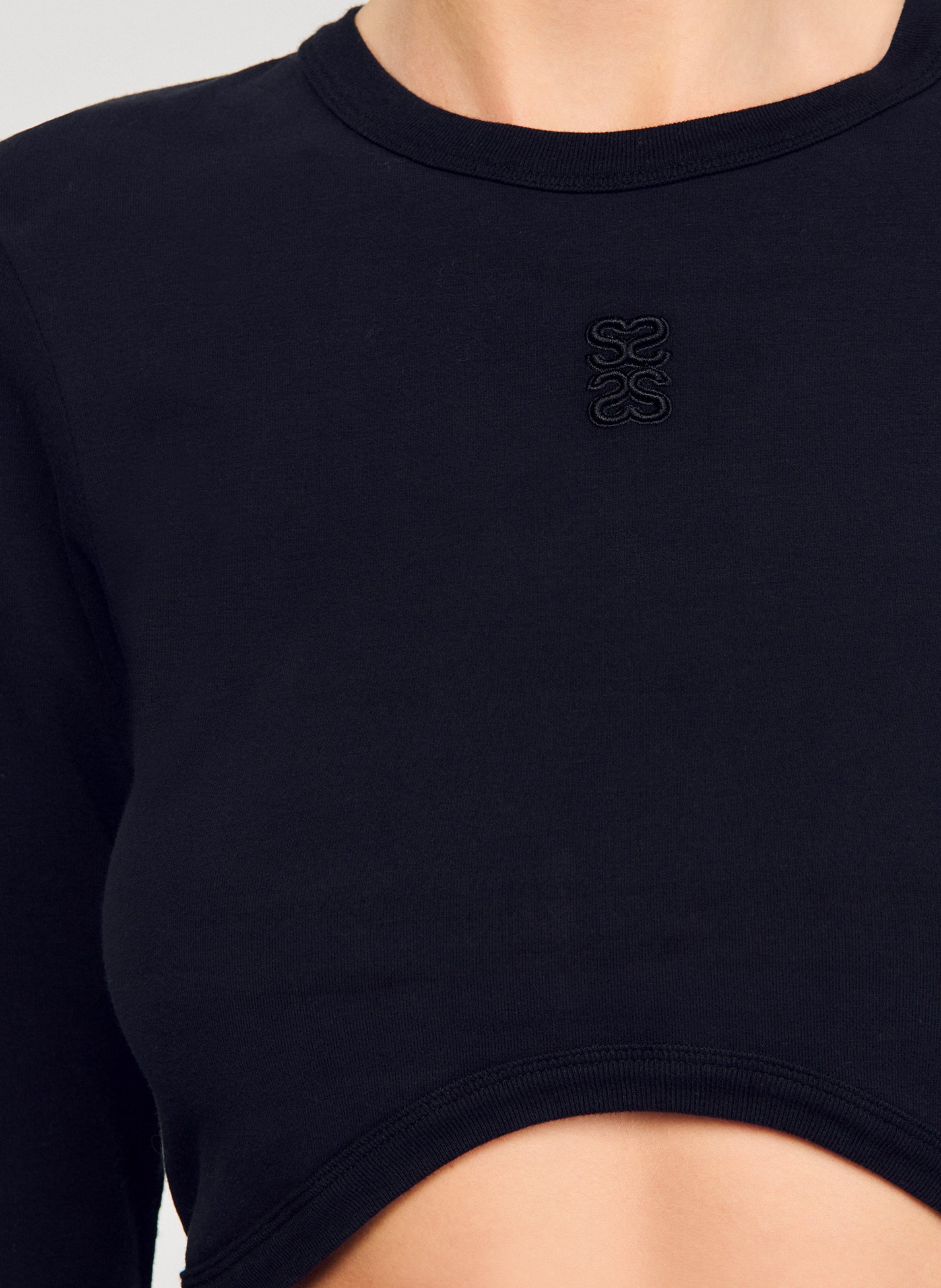 Pull col rond en coton mélangé SANDRO Noir