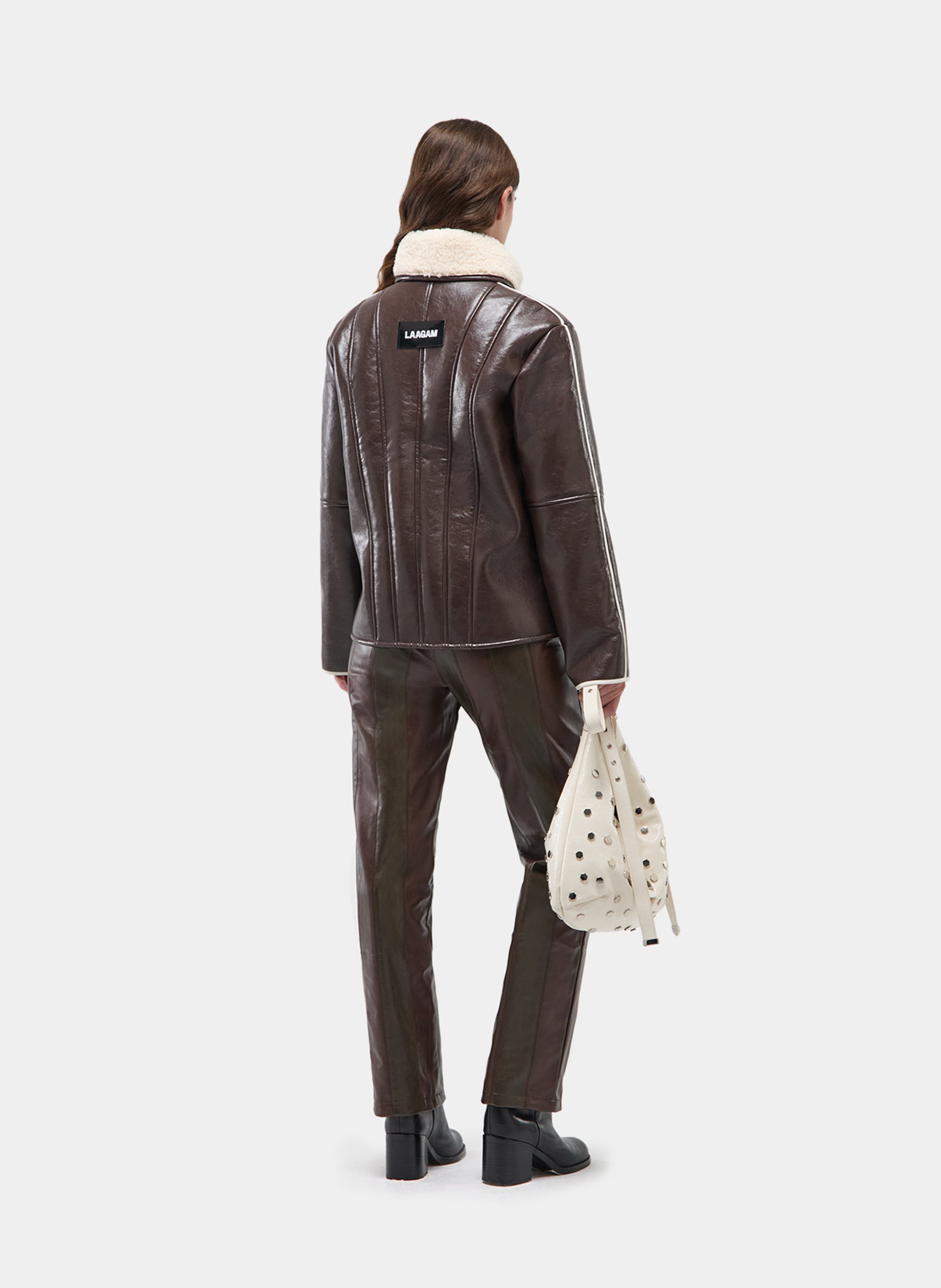 Straight coat with teddy collar LAAGAM Brown