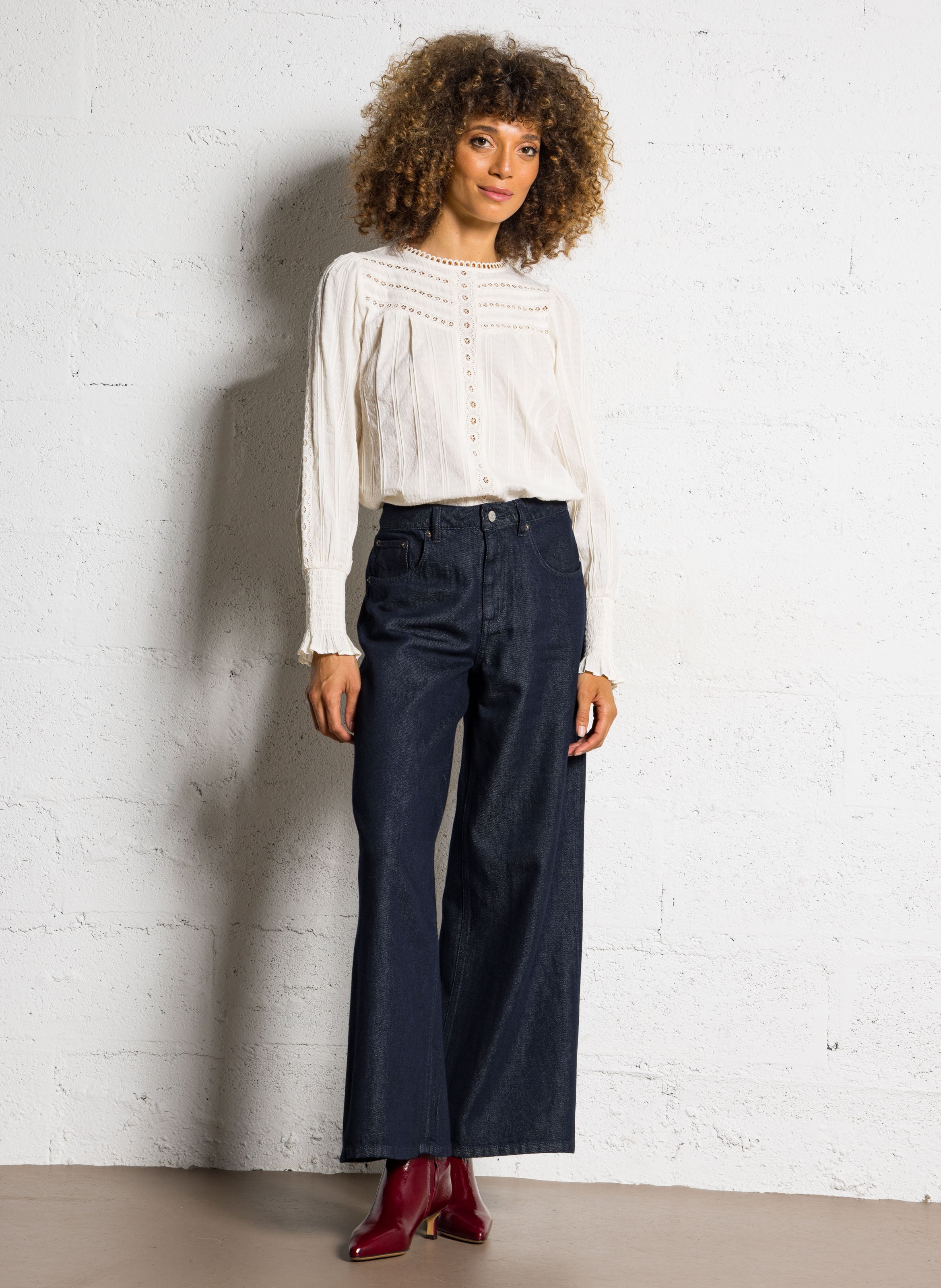 Round-neck cotton blouse FABIENNE CHAPOT White