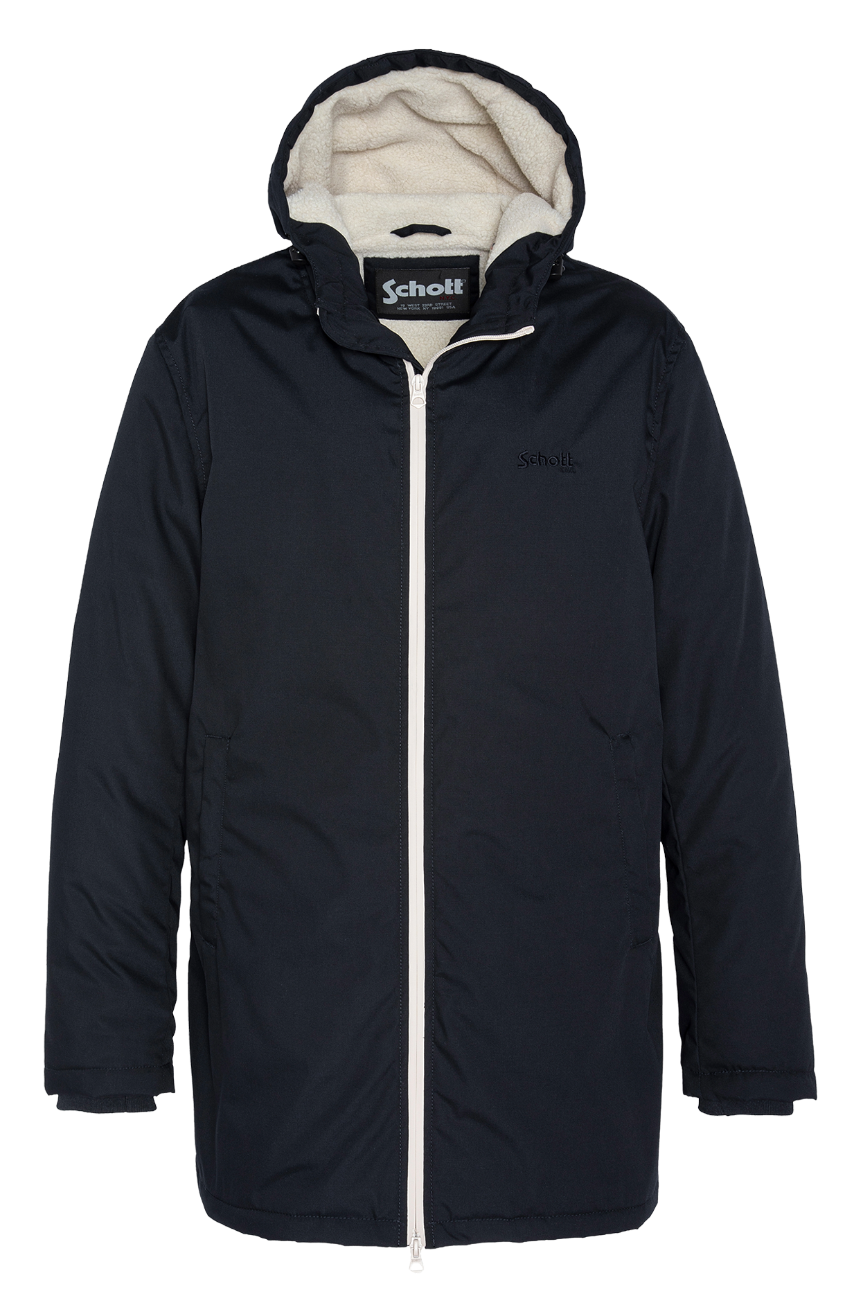 Parka à capuche col montant unie SCHOTT Bleu