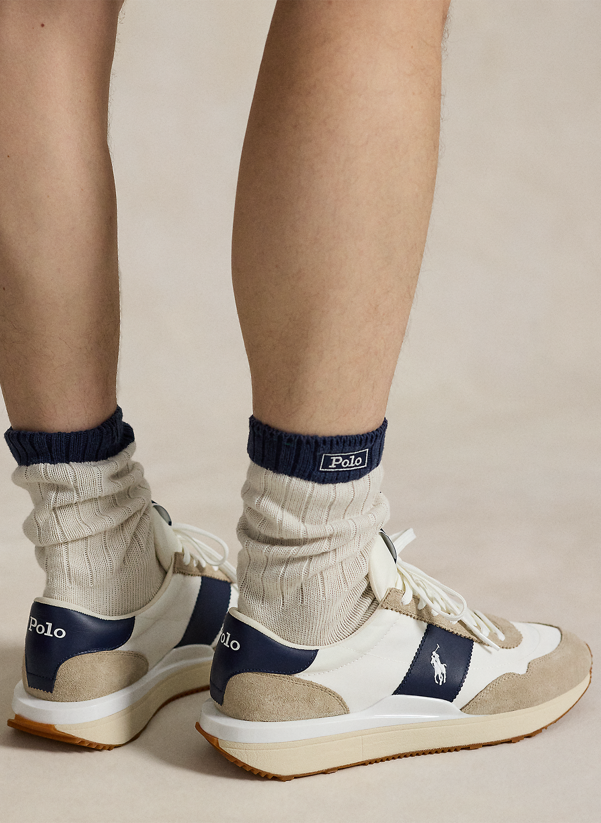 Baskets compensées en cuir mélangé POLO RALPH LAUREN Multicolore