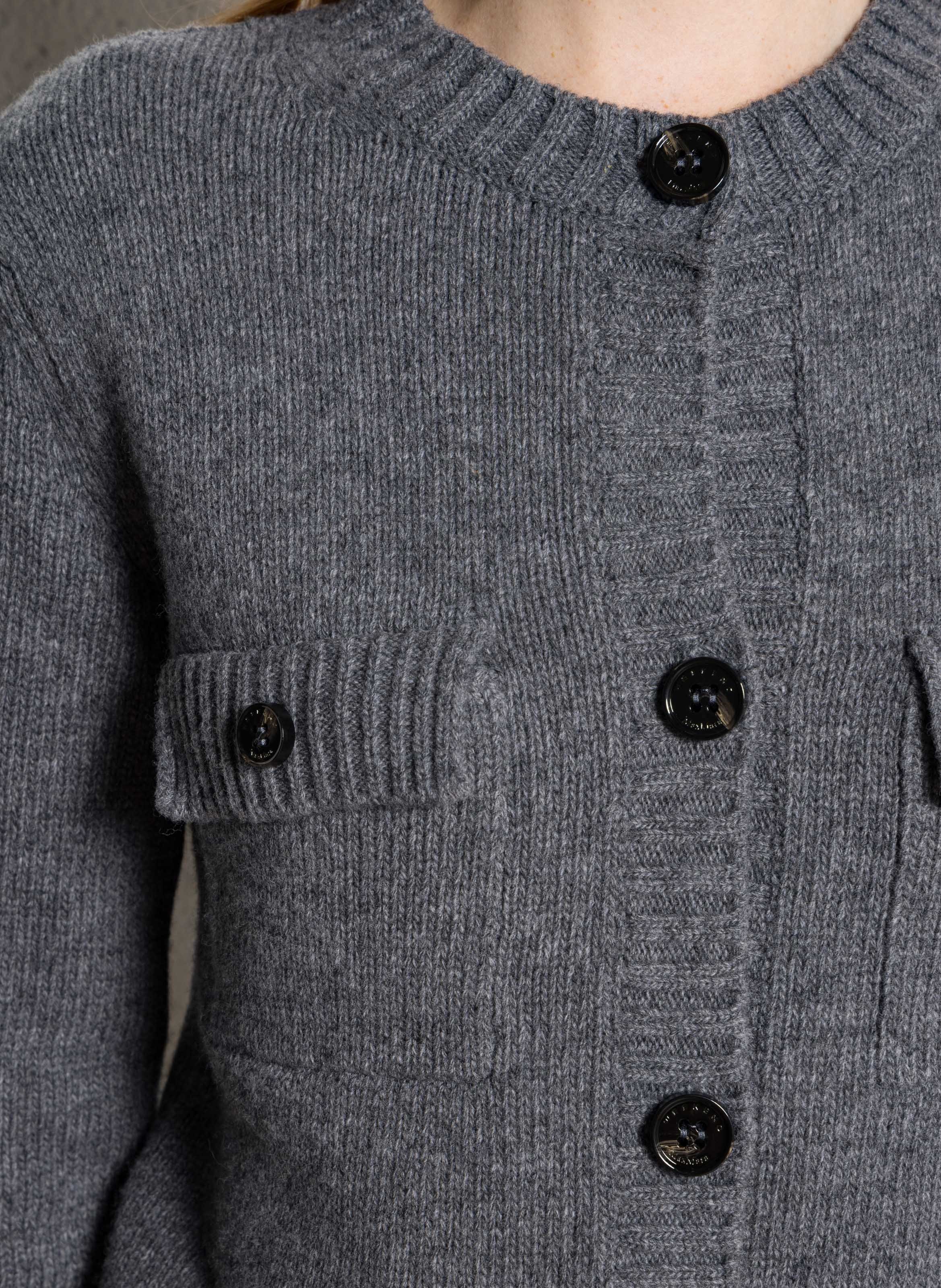 Straight round-neck wool cardigan MAX MARA WEEK END Black