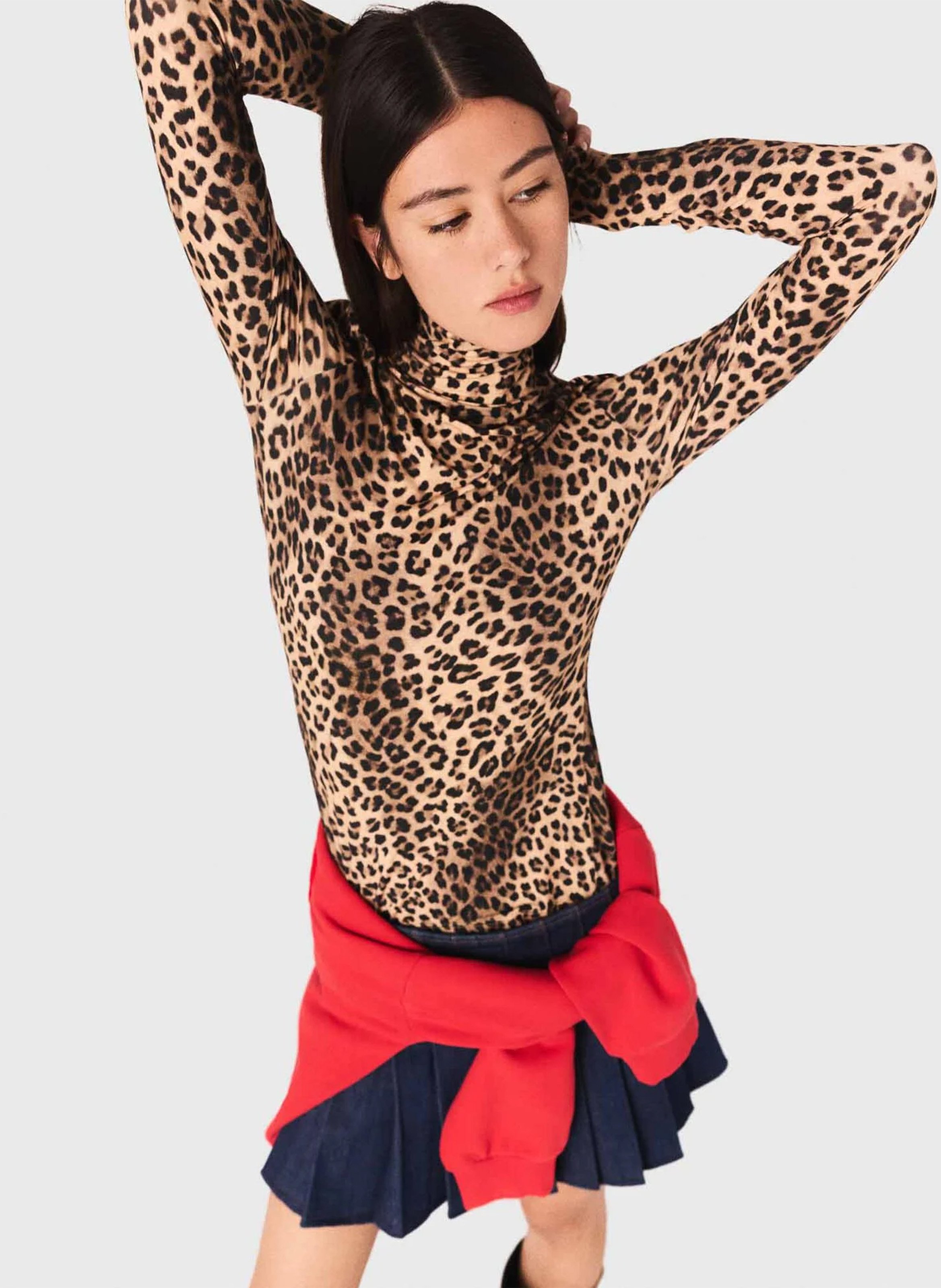Top col montant imprimé léopard MAJE Multicolore