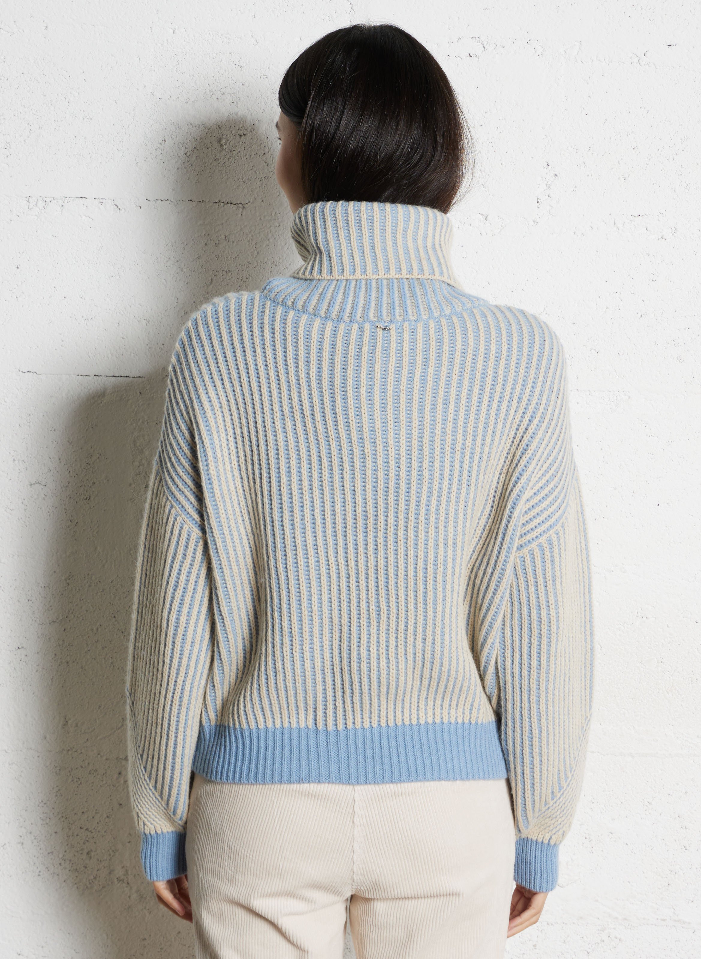 Oversized coltrui van gebreide trui ONE STEP Blauw