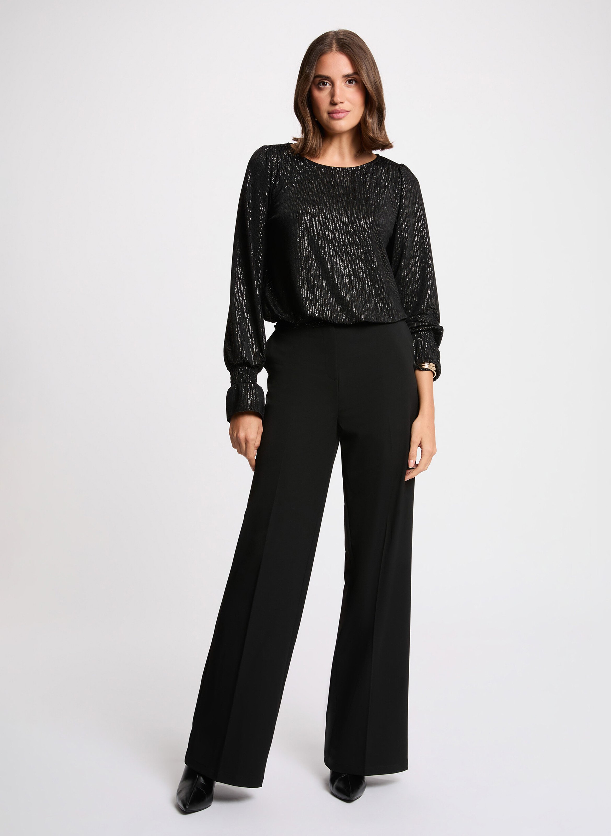 Top droit col bateau brillant MORGAN Noir