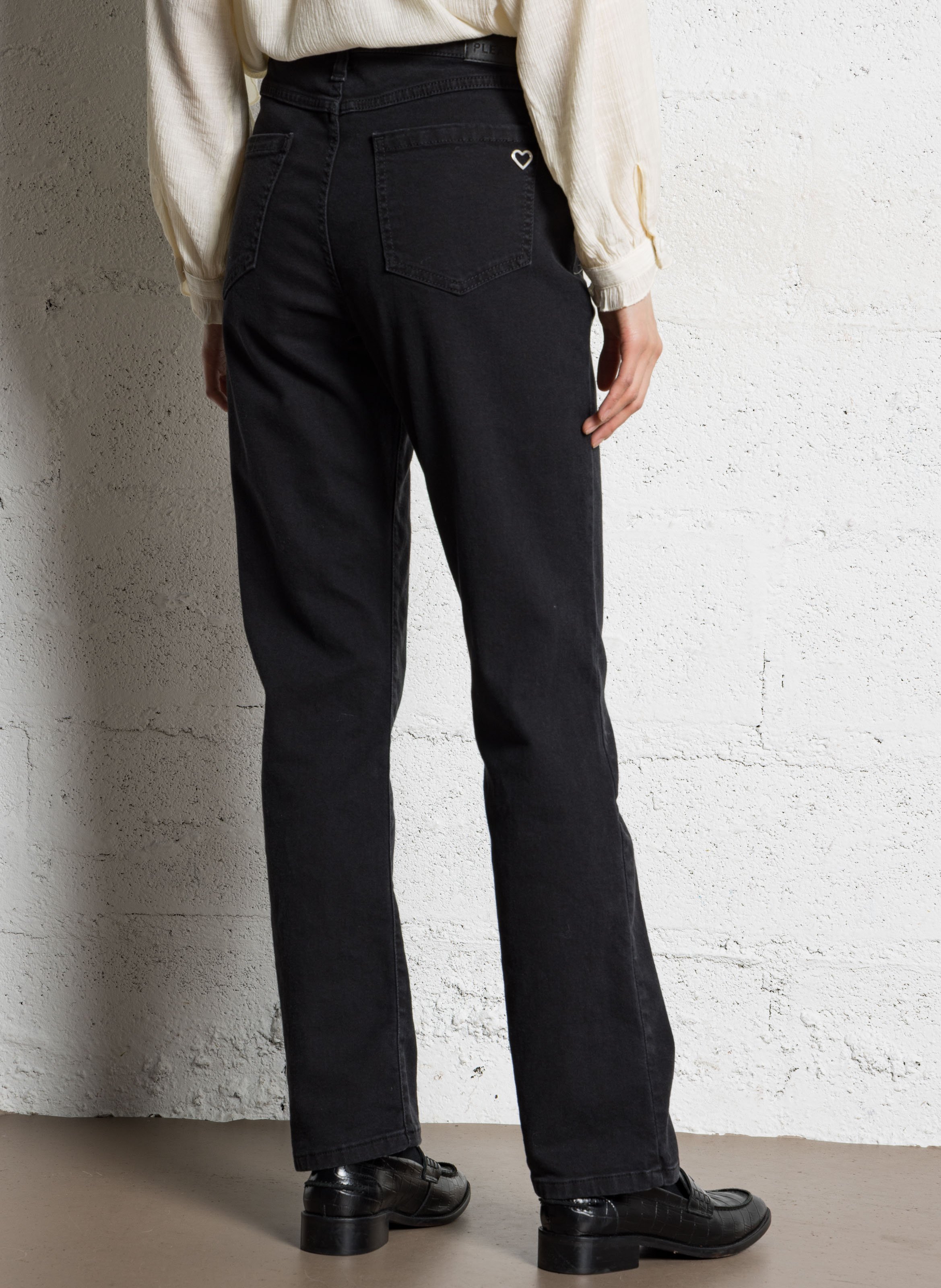 Jean droit en coton mélangé PLEASE Noir