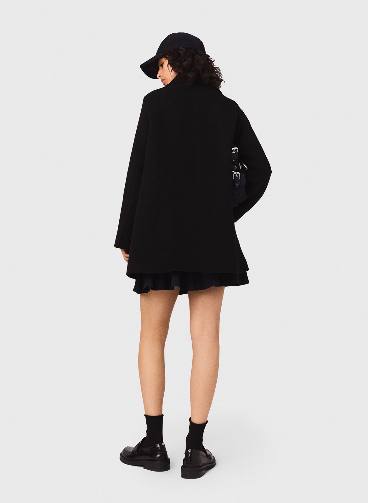 Rechte jas met klassieke kraag van gemengde wol MAJE Zwart