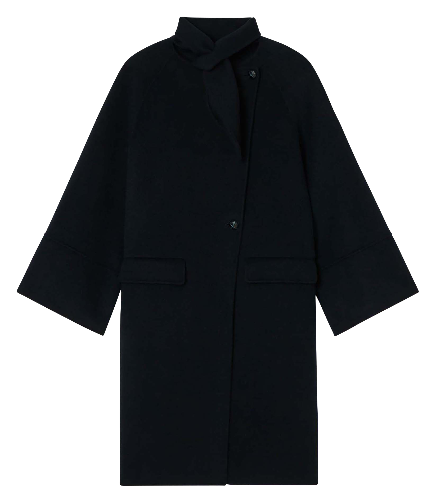 Rechte jas van wolmix met opstaande kraag TARA JARMON Blauw