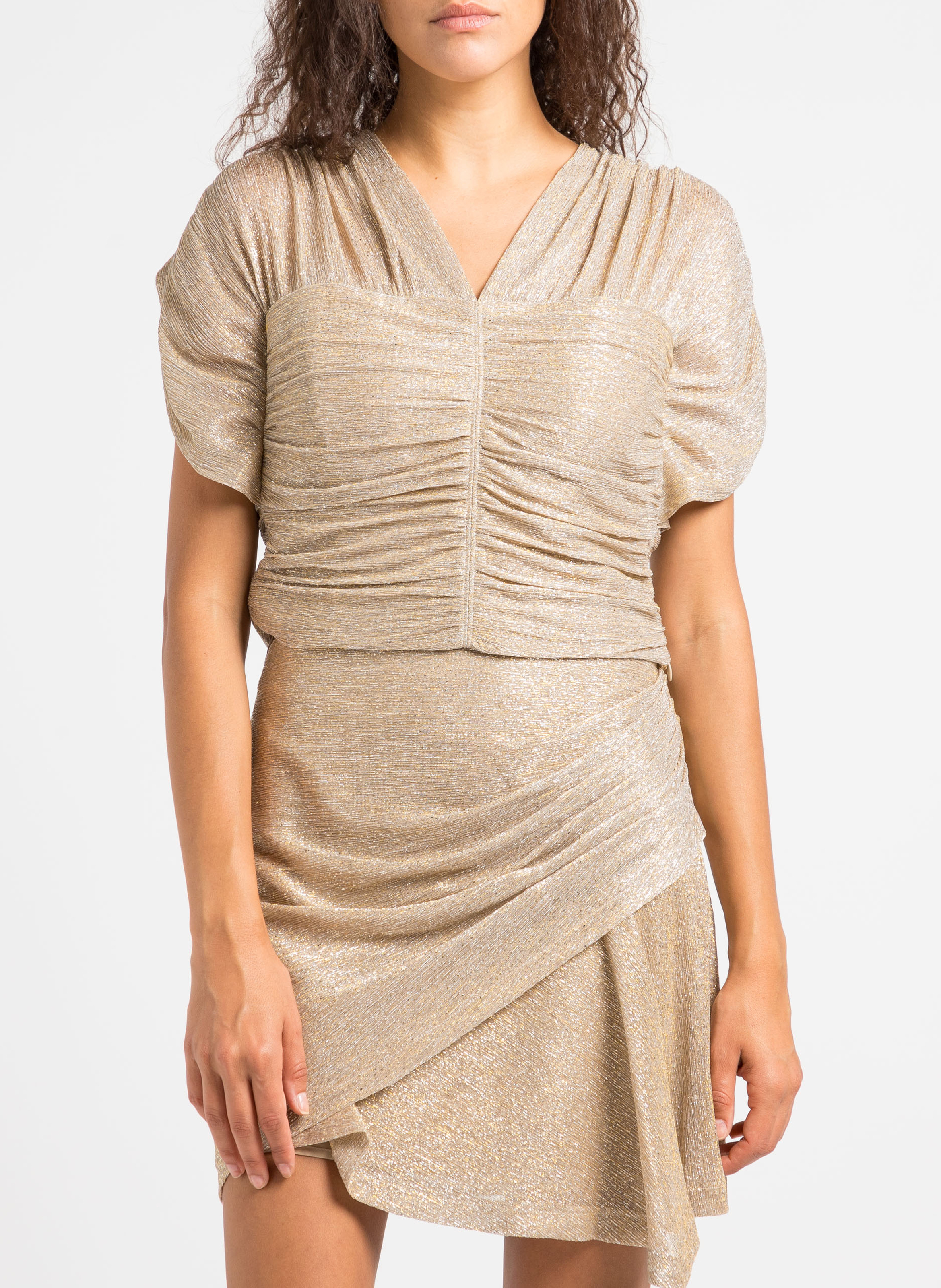 Short metallic V-neck top IRO Golden
