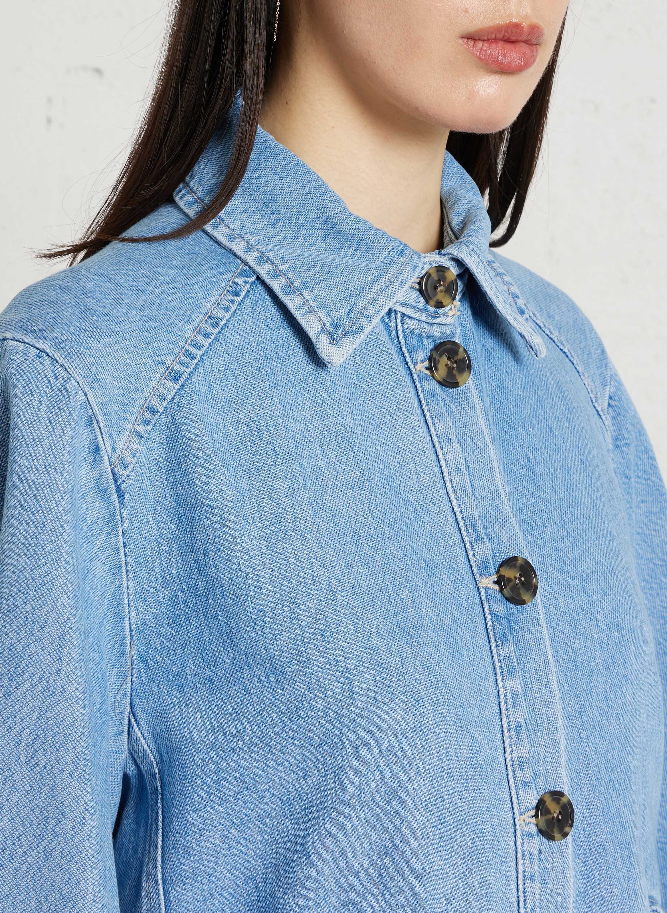 Cotton-blend jacket with classic collar PLEASE Blue