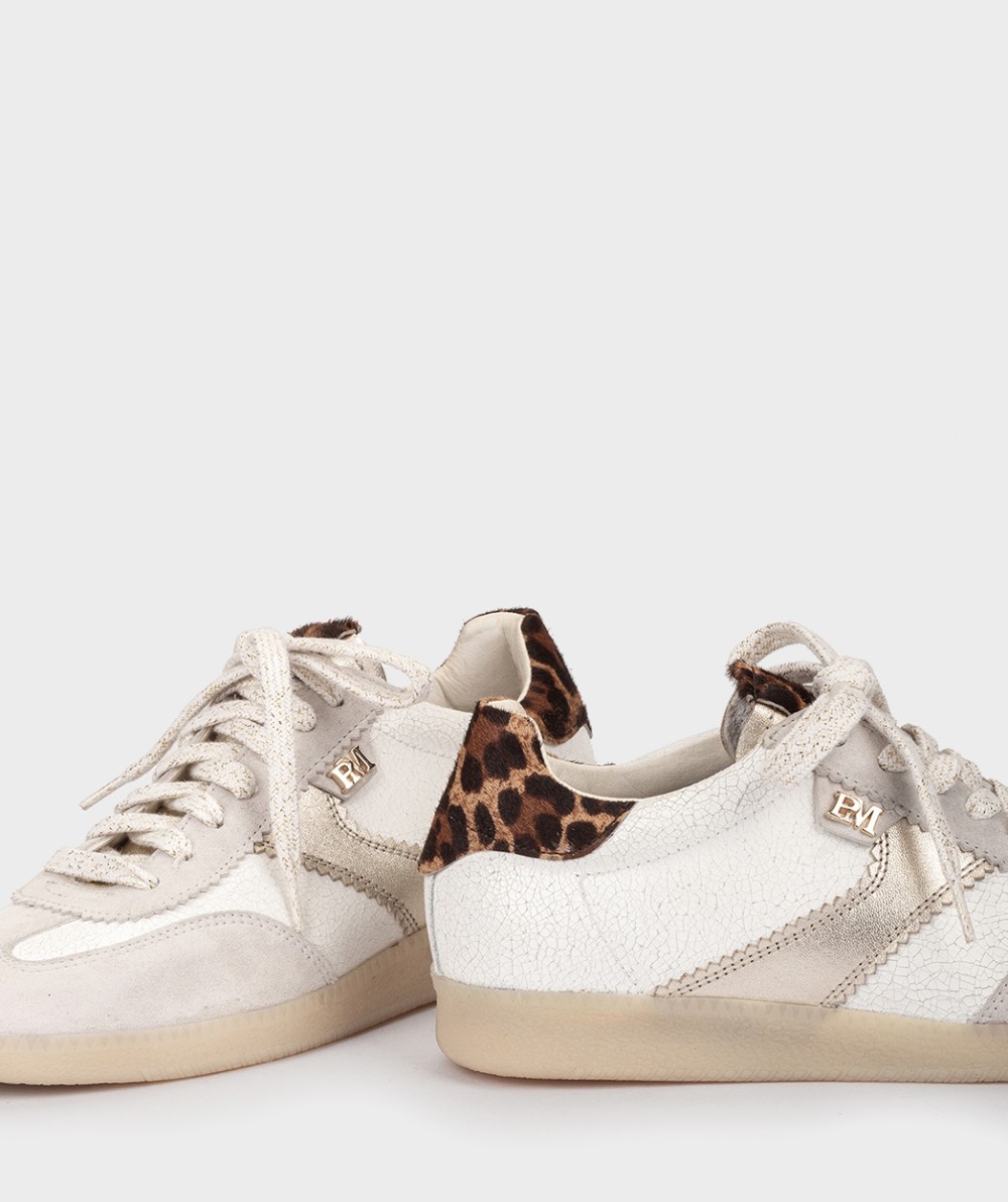 Leather sneakers with leopard print detail PEDRO MIRALLES Multicolored