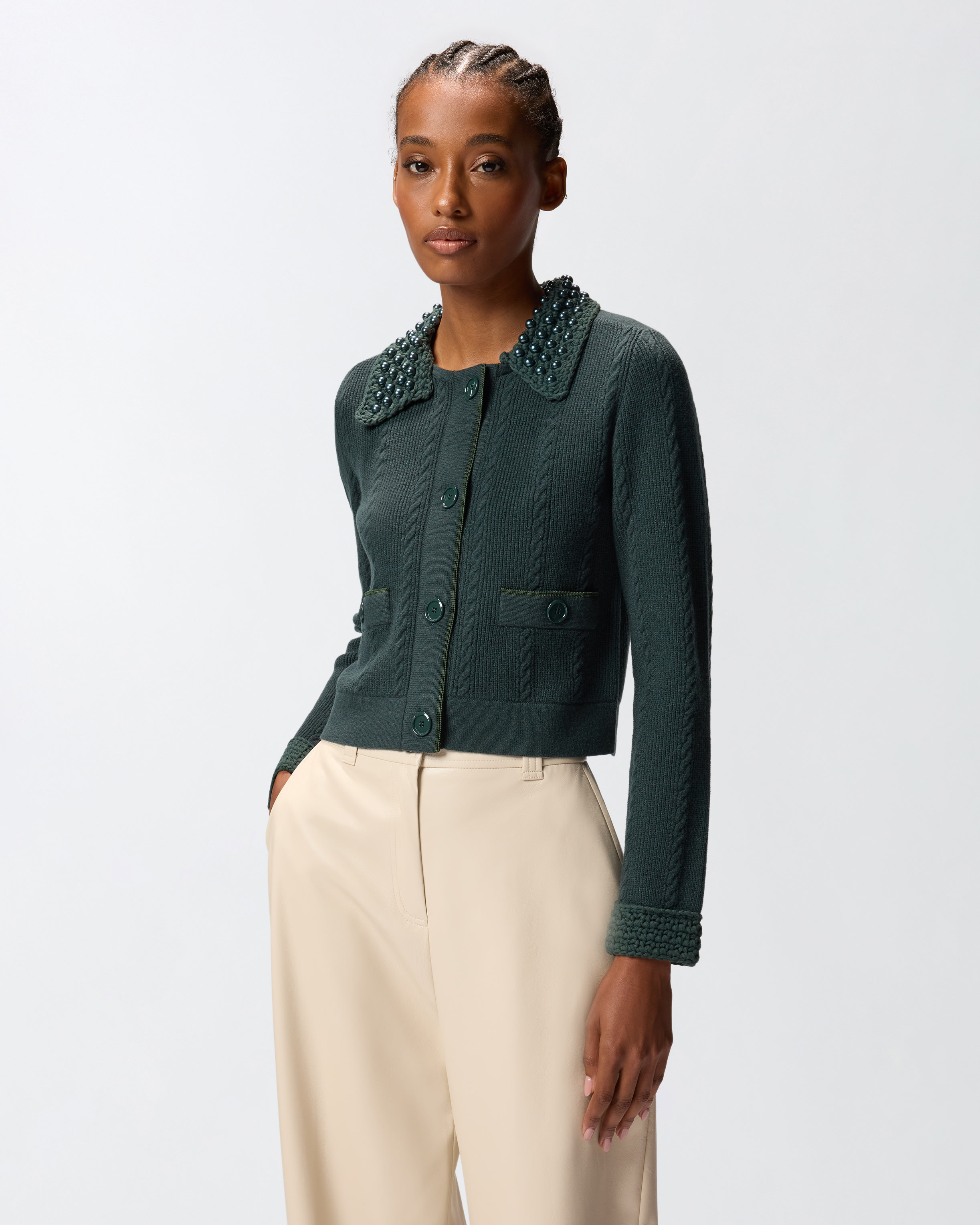 Short knitted jacket PINKO Green