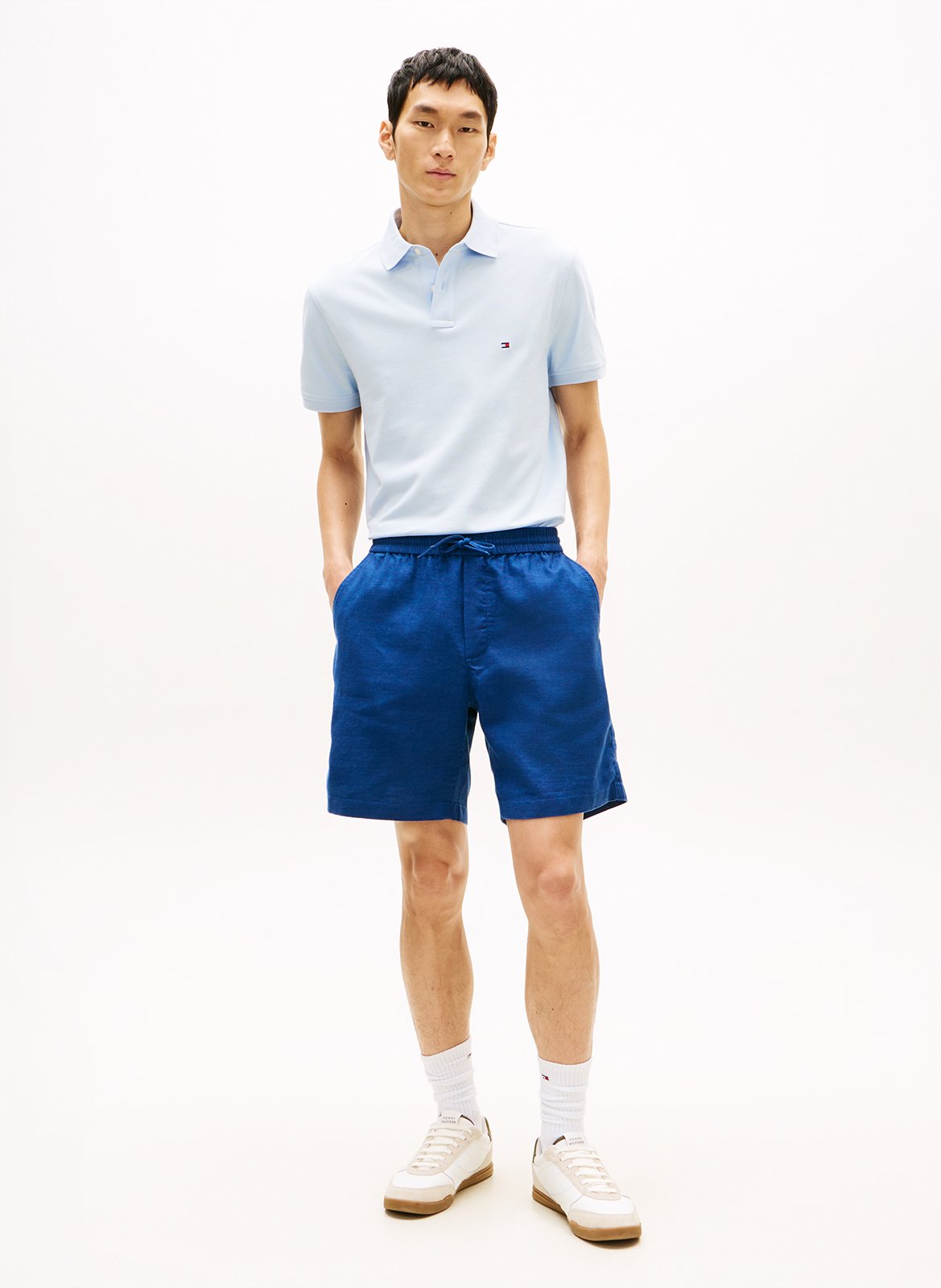 Gerade geschnittene Shorts aus Leinen-Mix TOMMY HILFIGER Blau