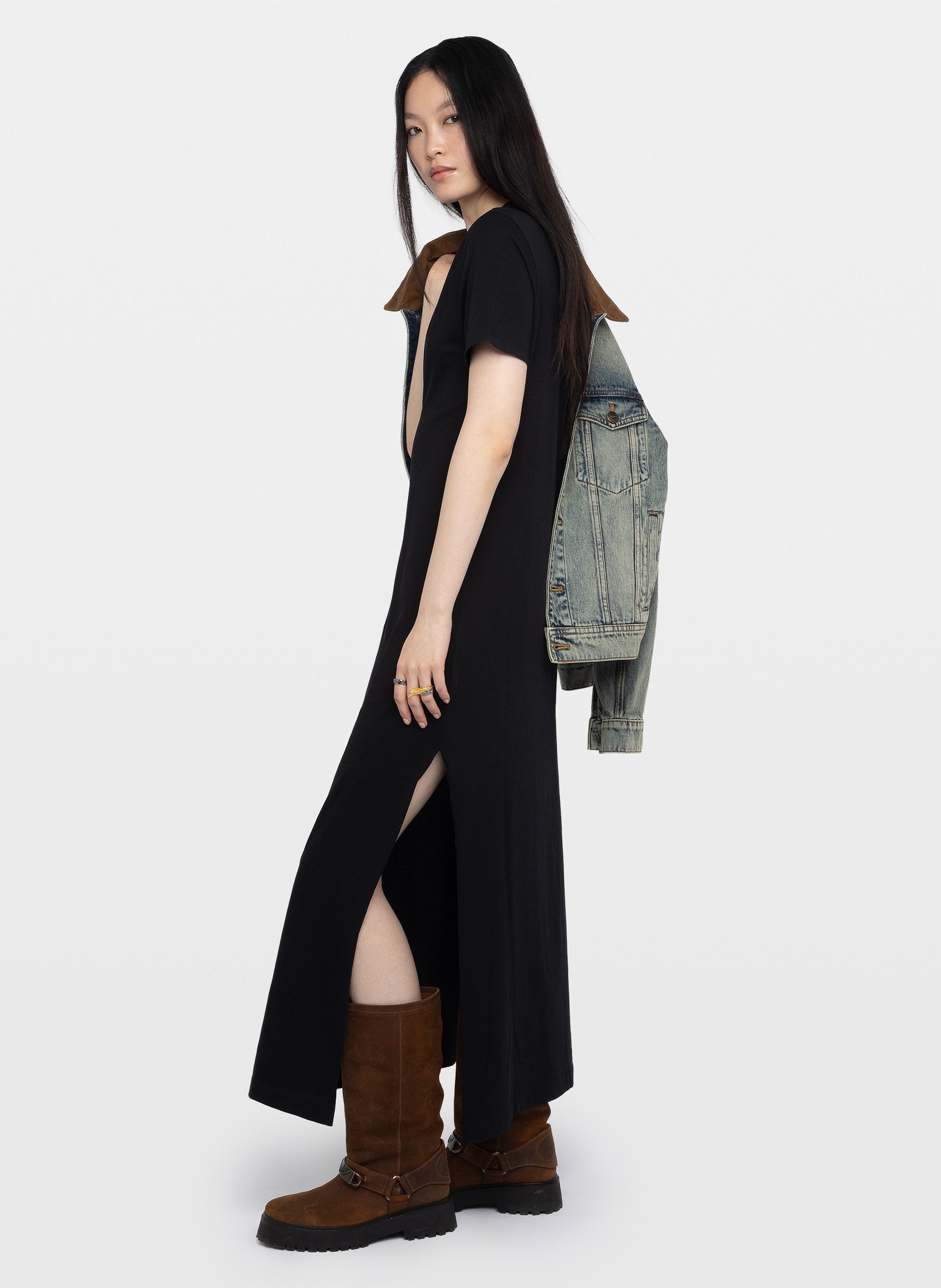 Long pleated short-sleeve maxi dress ZADIG&VOLTAIRE Black