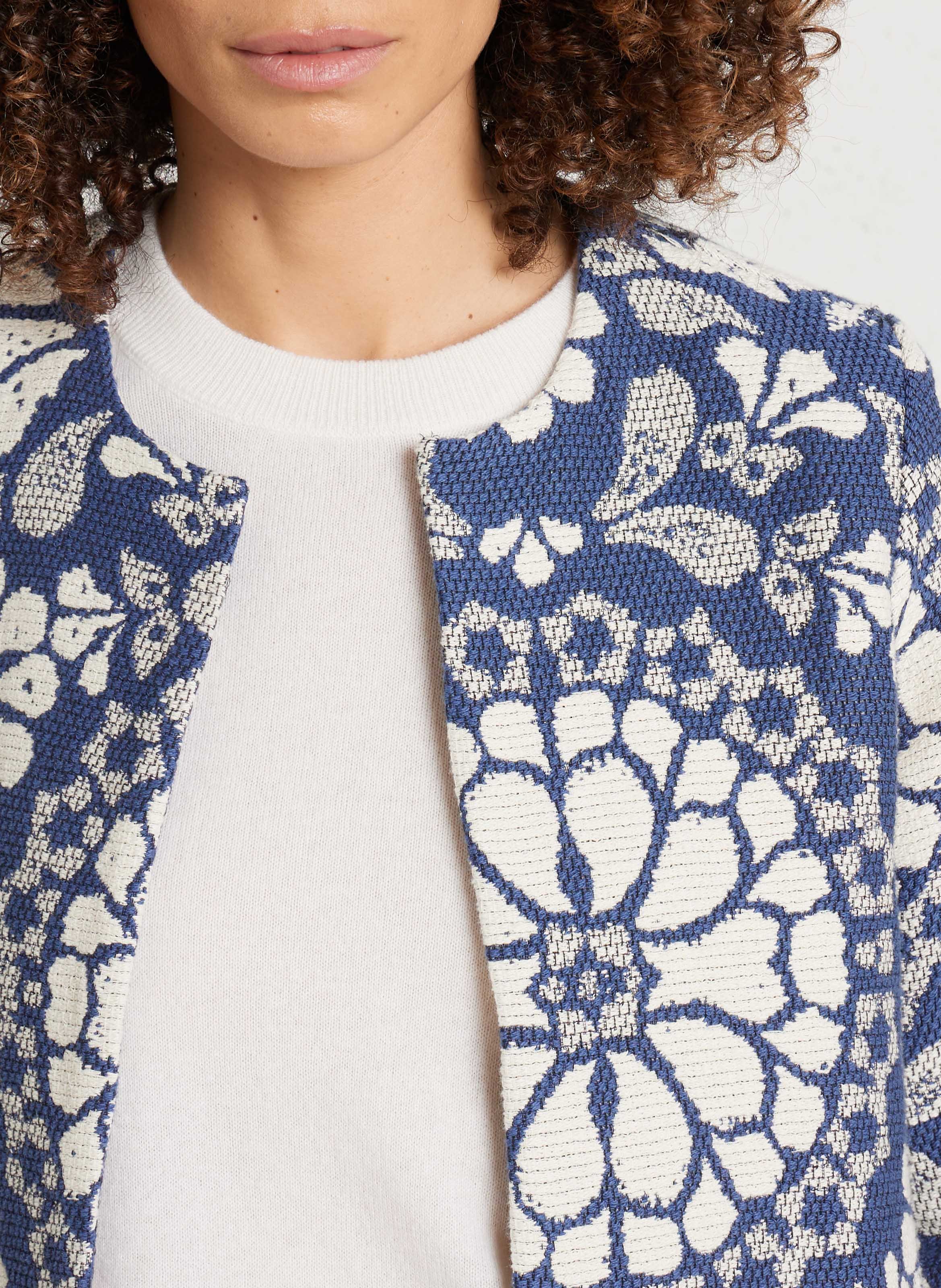 Gerader Mantel mit Rundhalsausschnitt aus Baumwolle SUD EXPRESS Blau