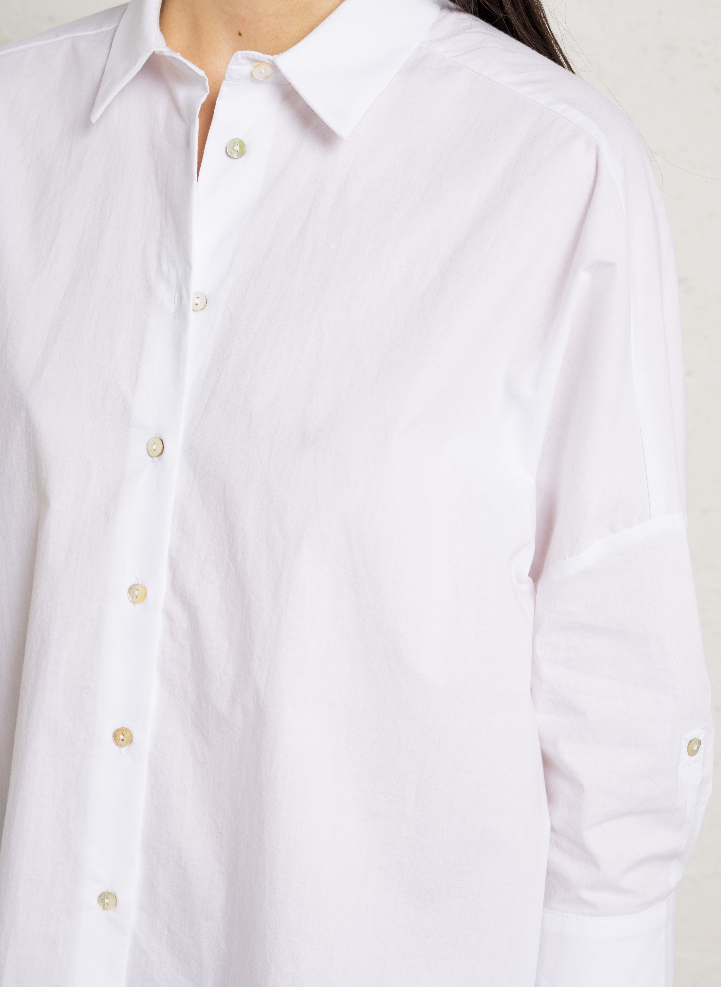Oversized cotton shirt with classic collar JC SOPHIE White