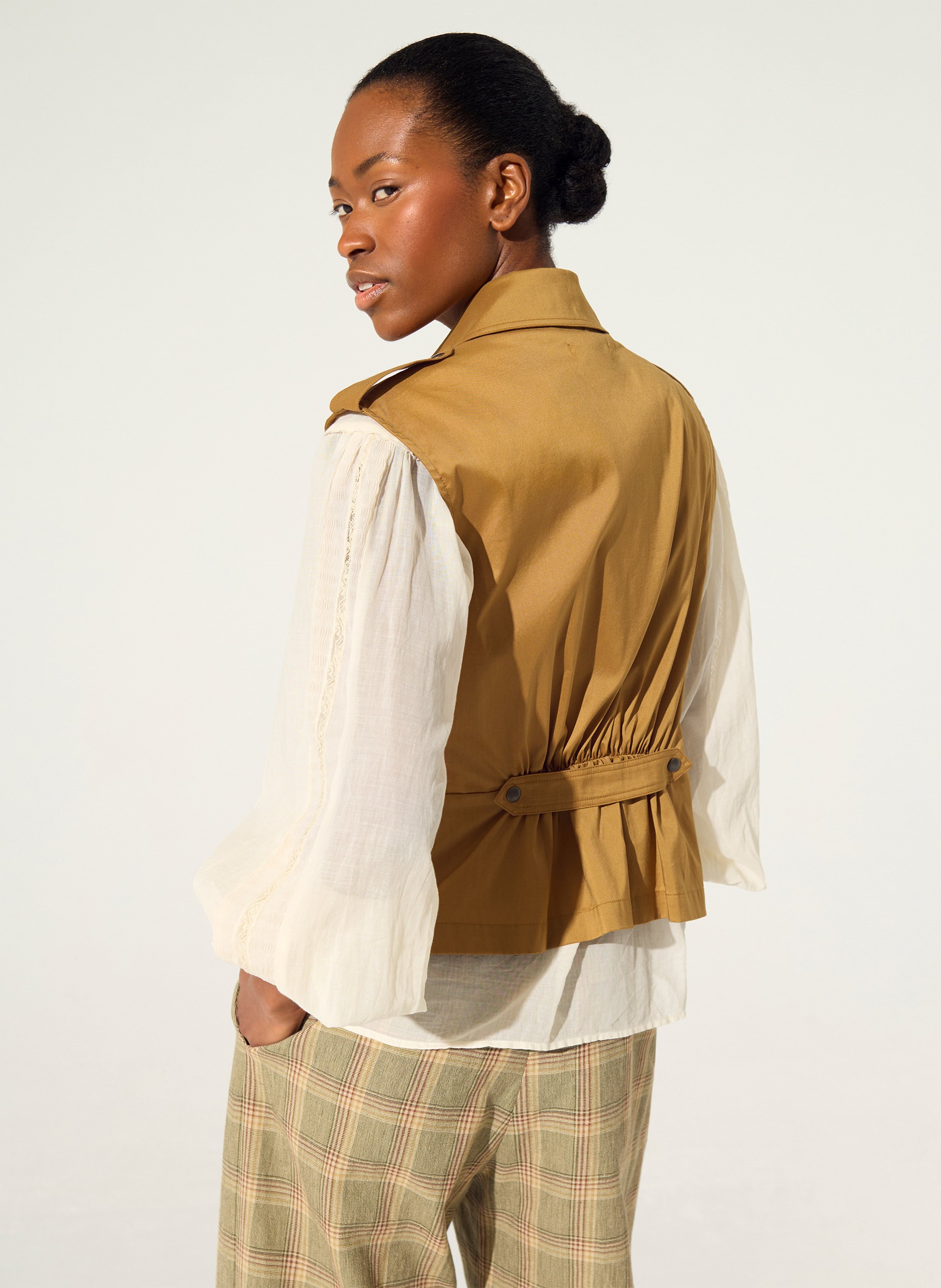 Cotton and wool shirt with tailored collar COTELAC Brown