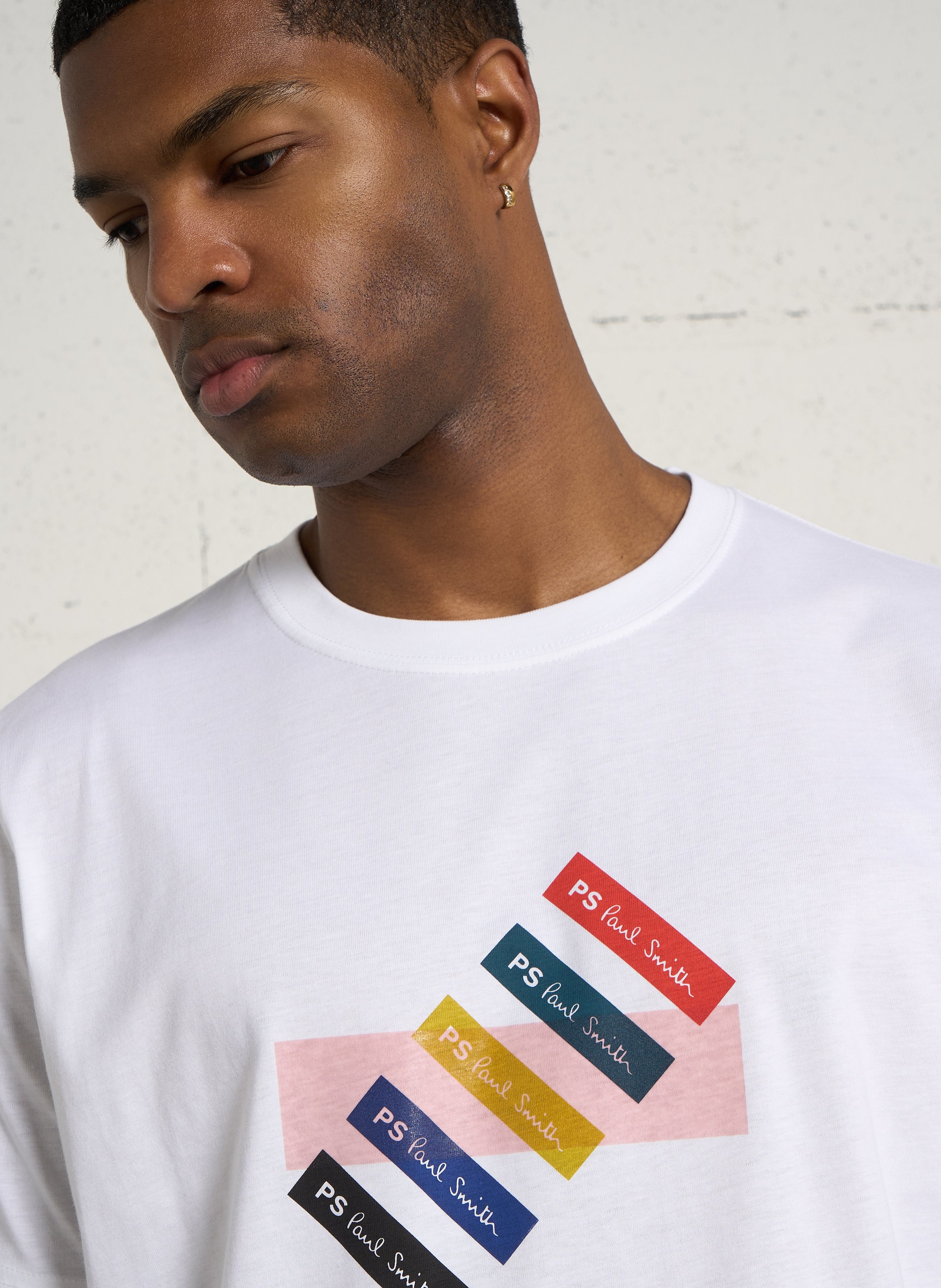 Oversize T-Shirt mit Rundhalsausschnitt aus Bio-Baumwolle mit Siebdruck PAUL SMITH Weiss