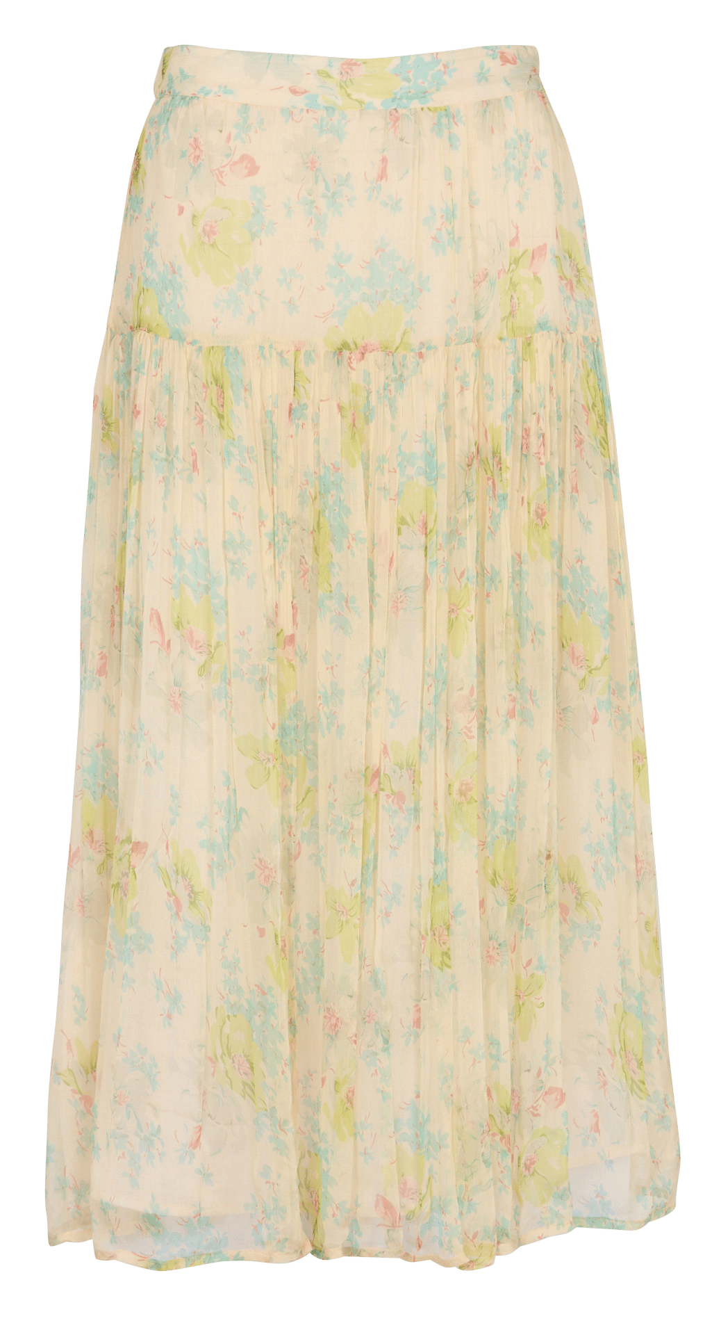 Jupe longue évasée imprimé fleuri à volants PETITE MENDIGOTE Multicolore