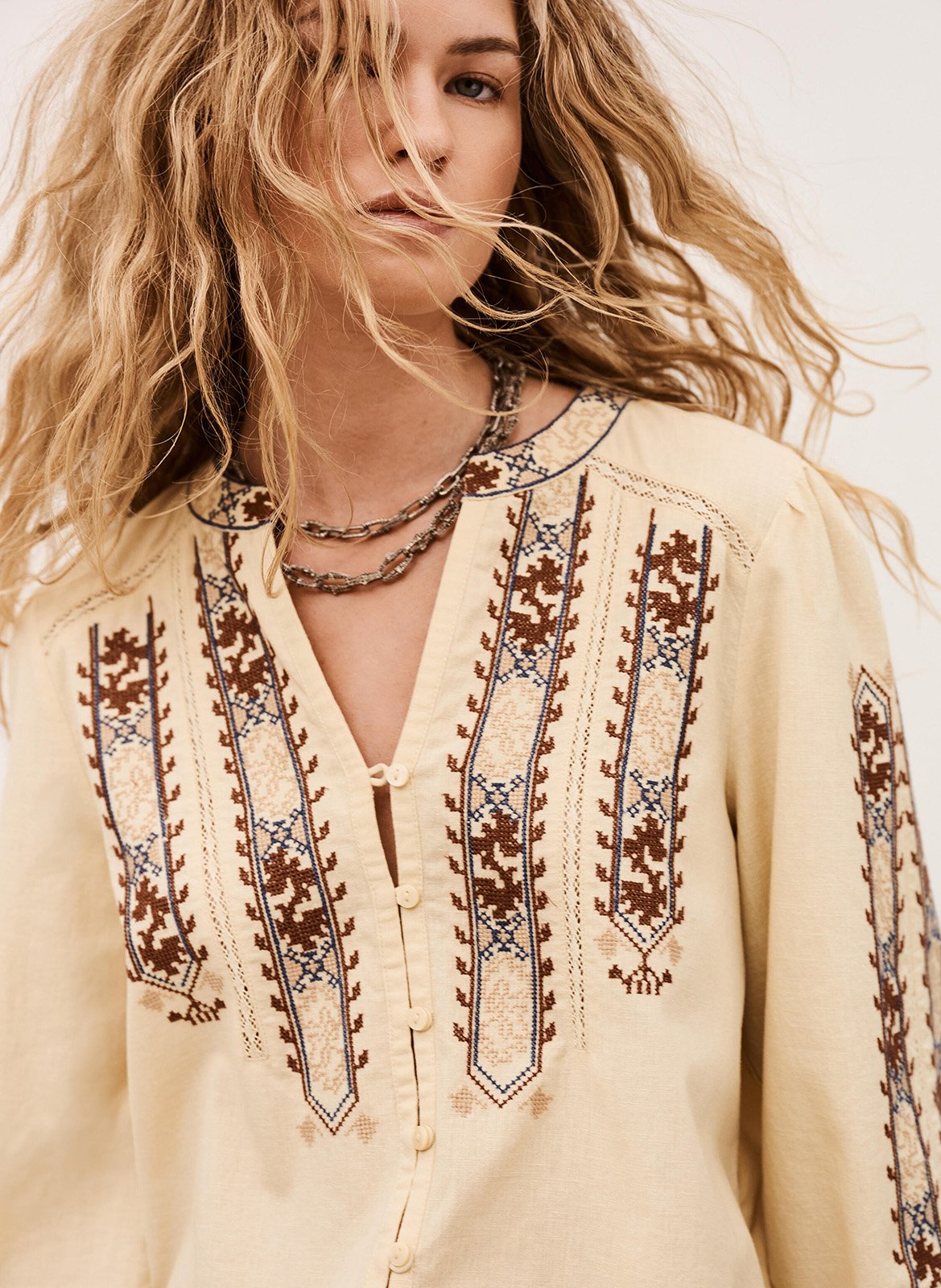 Cotton-blend loose-fit blouse BA&SH Beige