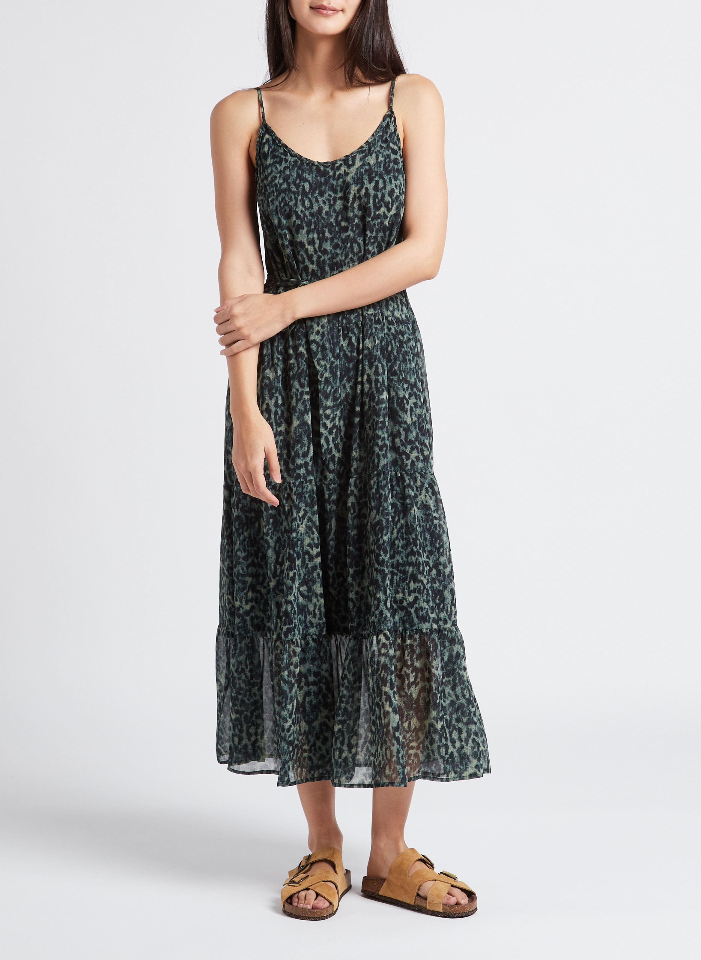 Sandales plates en cuir velours BOSABO Beige