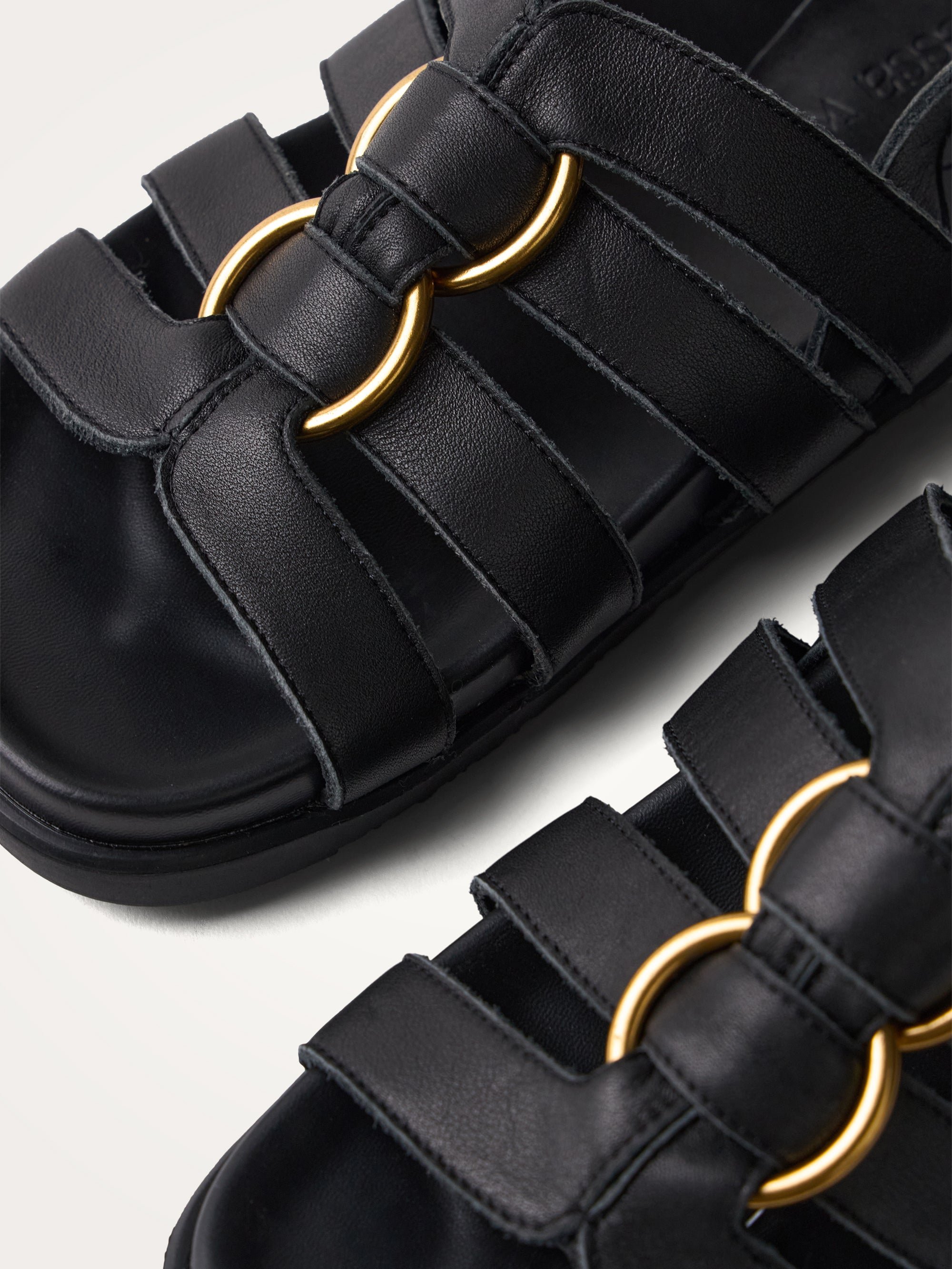Flat sandals with multiple cowhide straps and buckle VANESSA WU Black