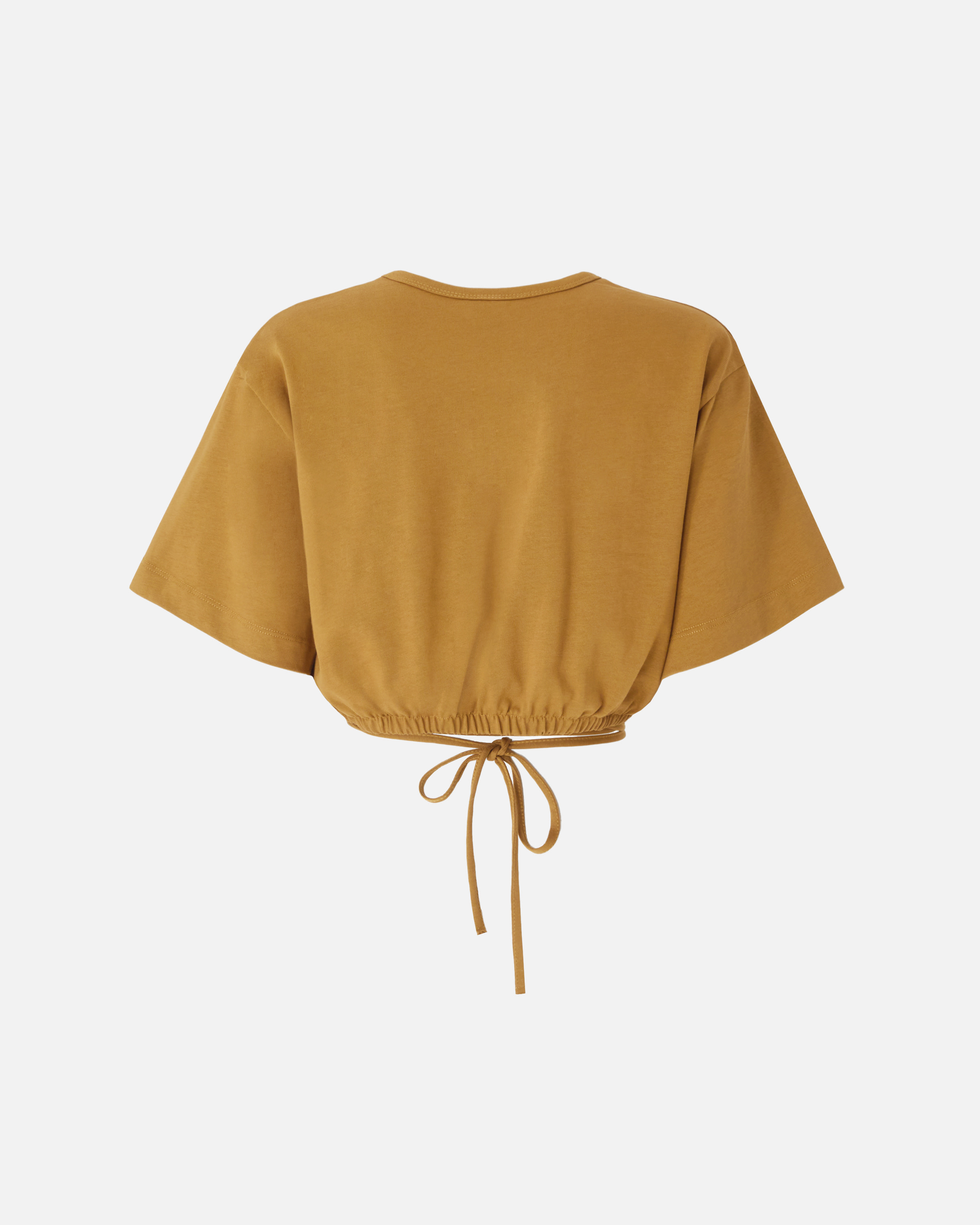 Cropped lace-up t-shirt with western details Orange