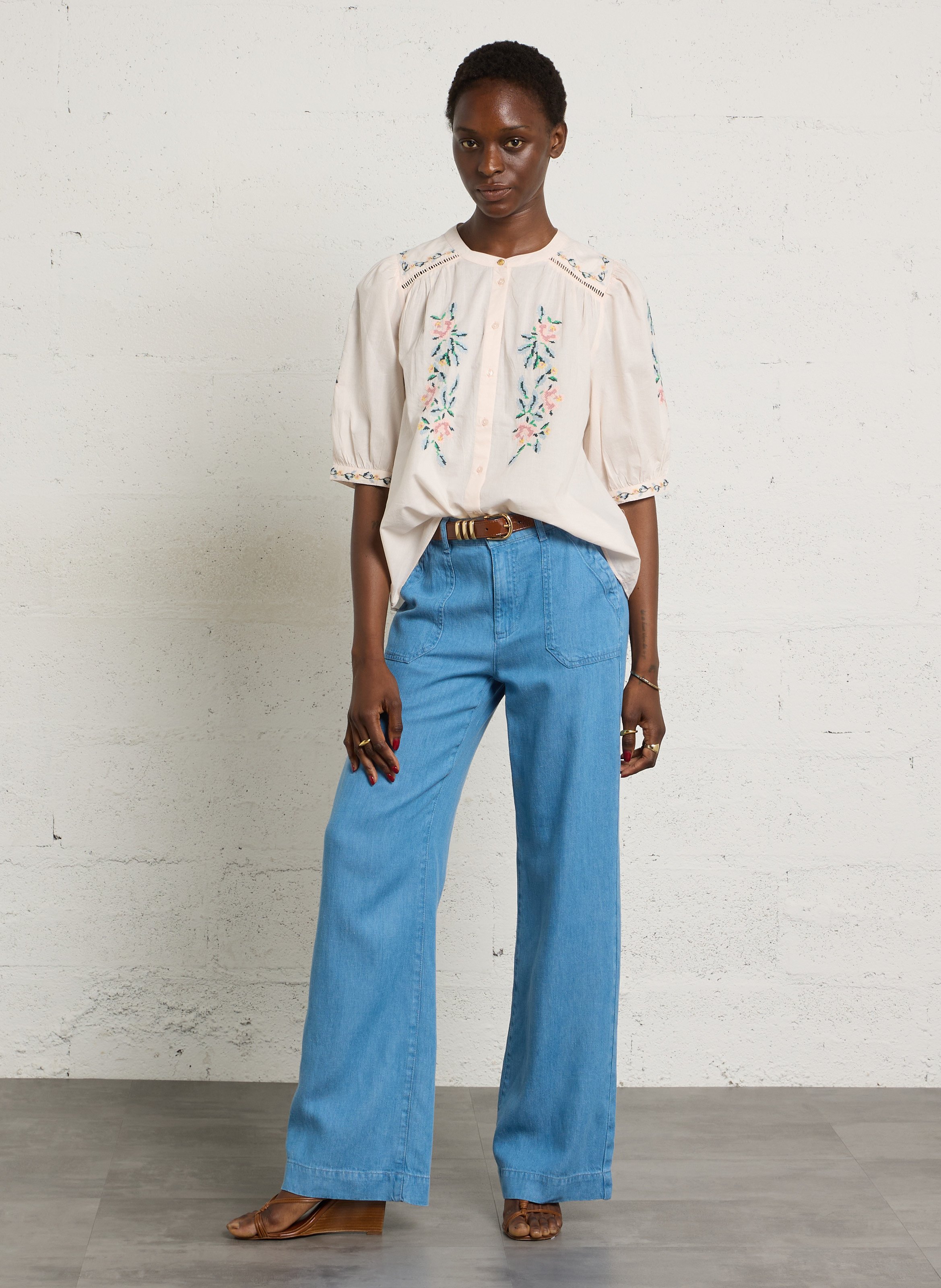 Gekleurde straight-fit jeans met 5 zakken MAISON 123 Blauw