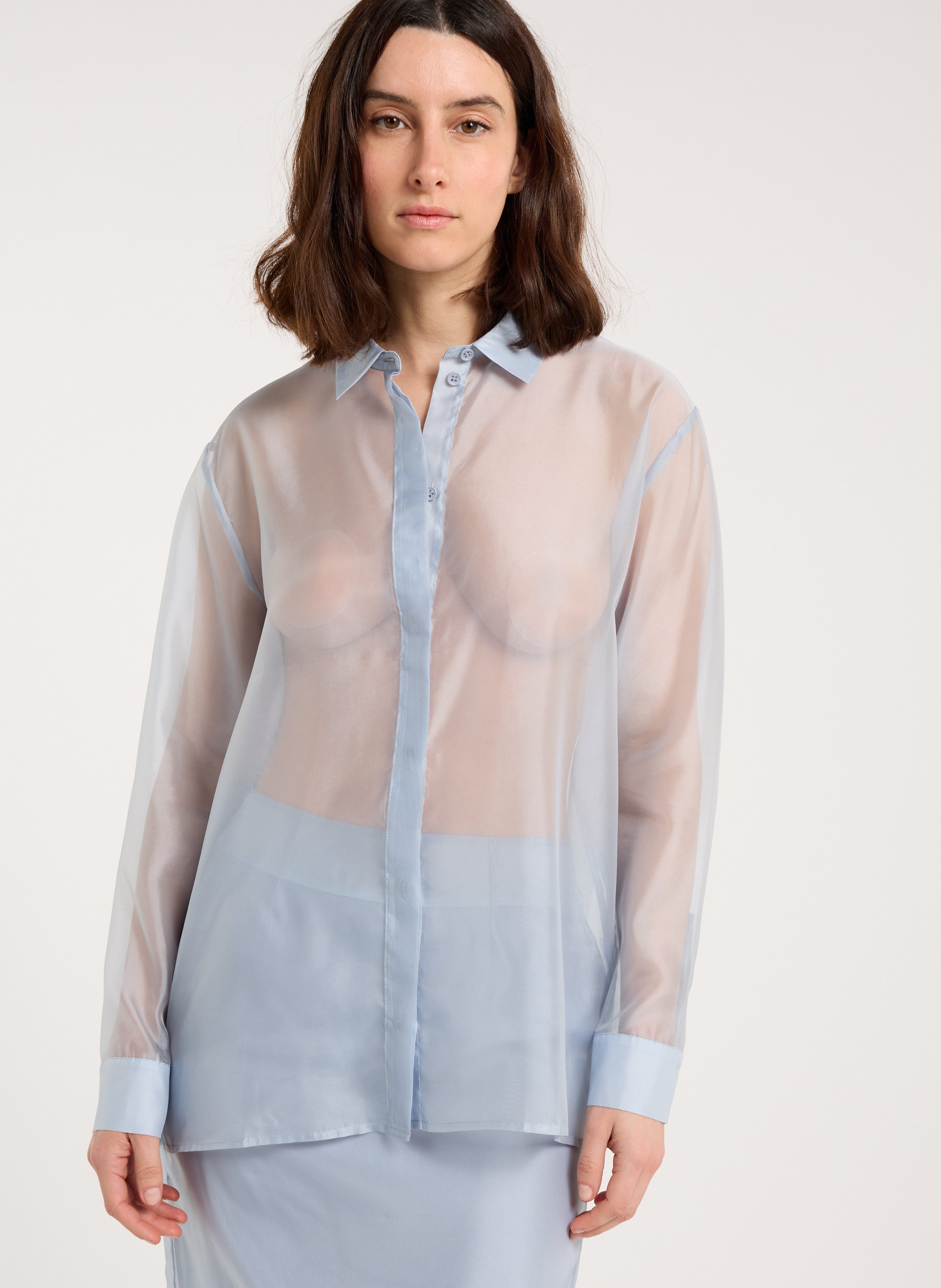 Blouse met klassieke kraag SAISON 1865 Blauw