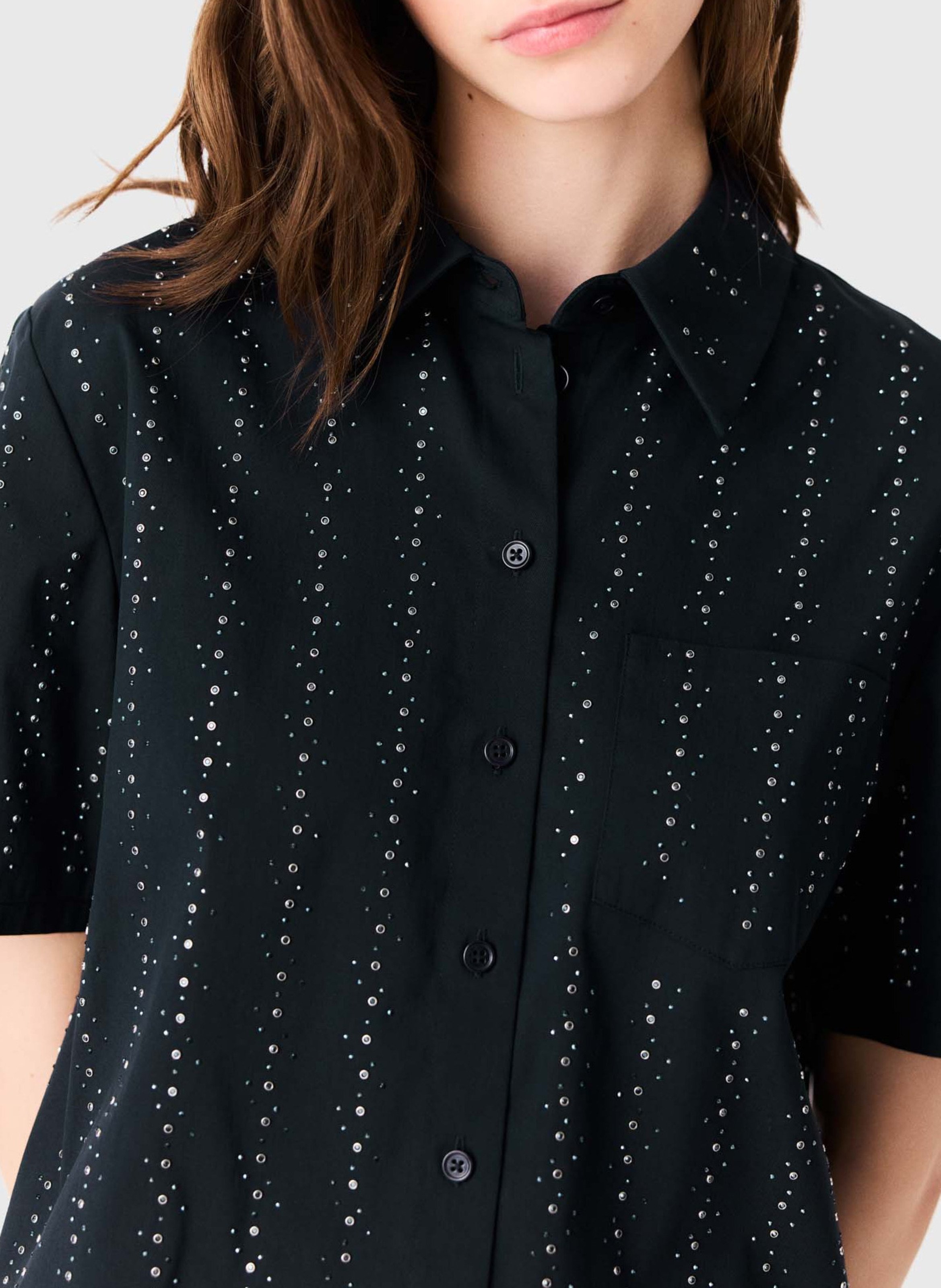 Straight Shirt with Rhinestones MAJE Blue