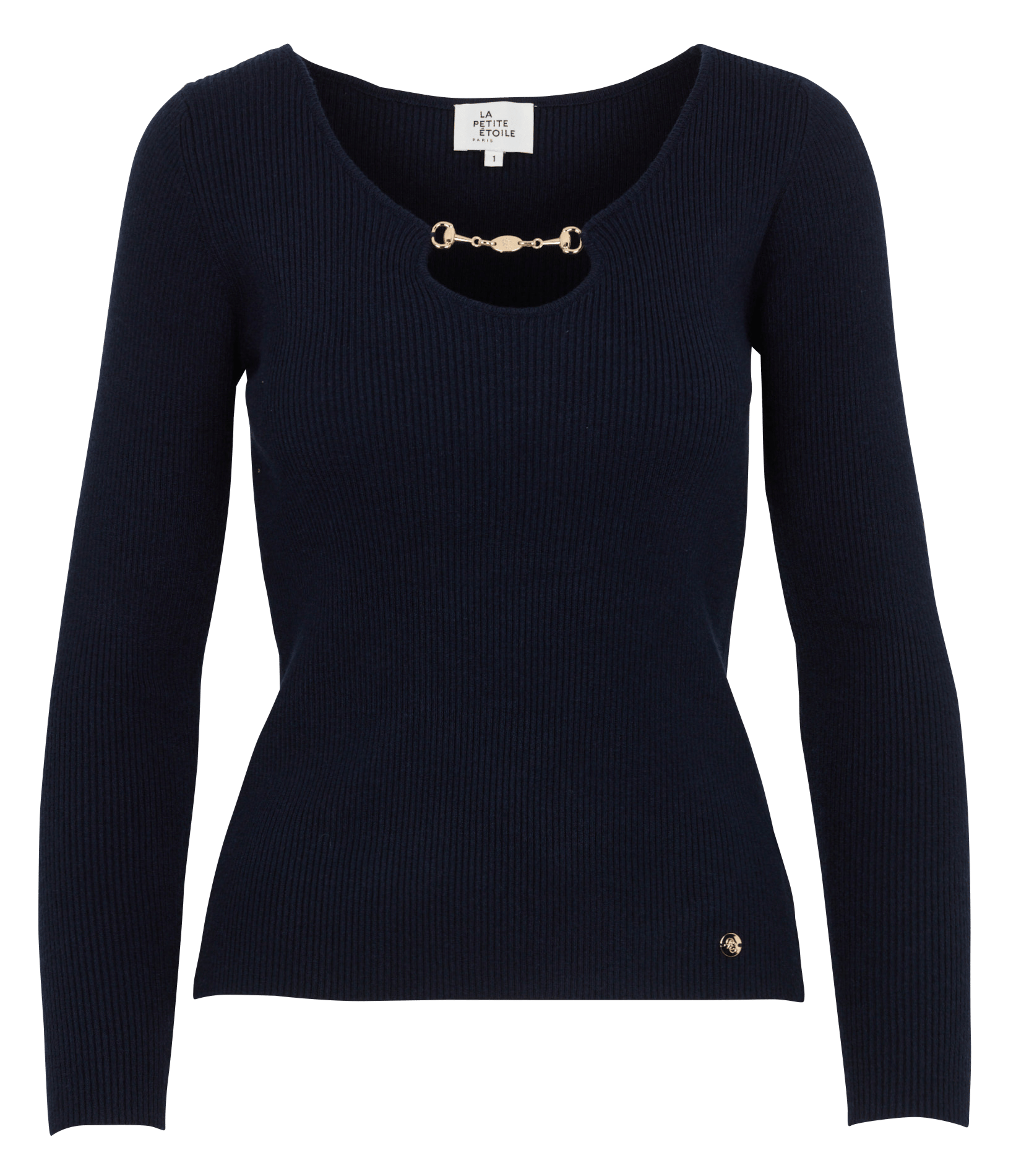Ribbed fitted sweater with bit LA PETITE ETOILE Blue