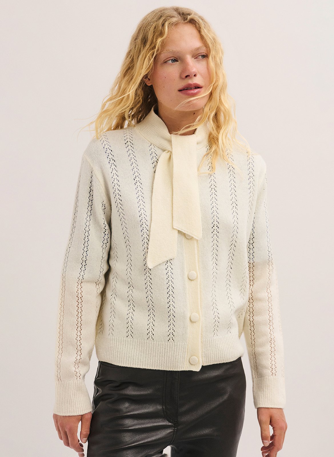 Open-work knit cardigan PABLO Beige