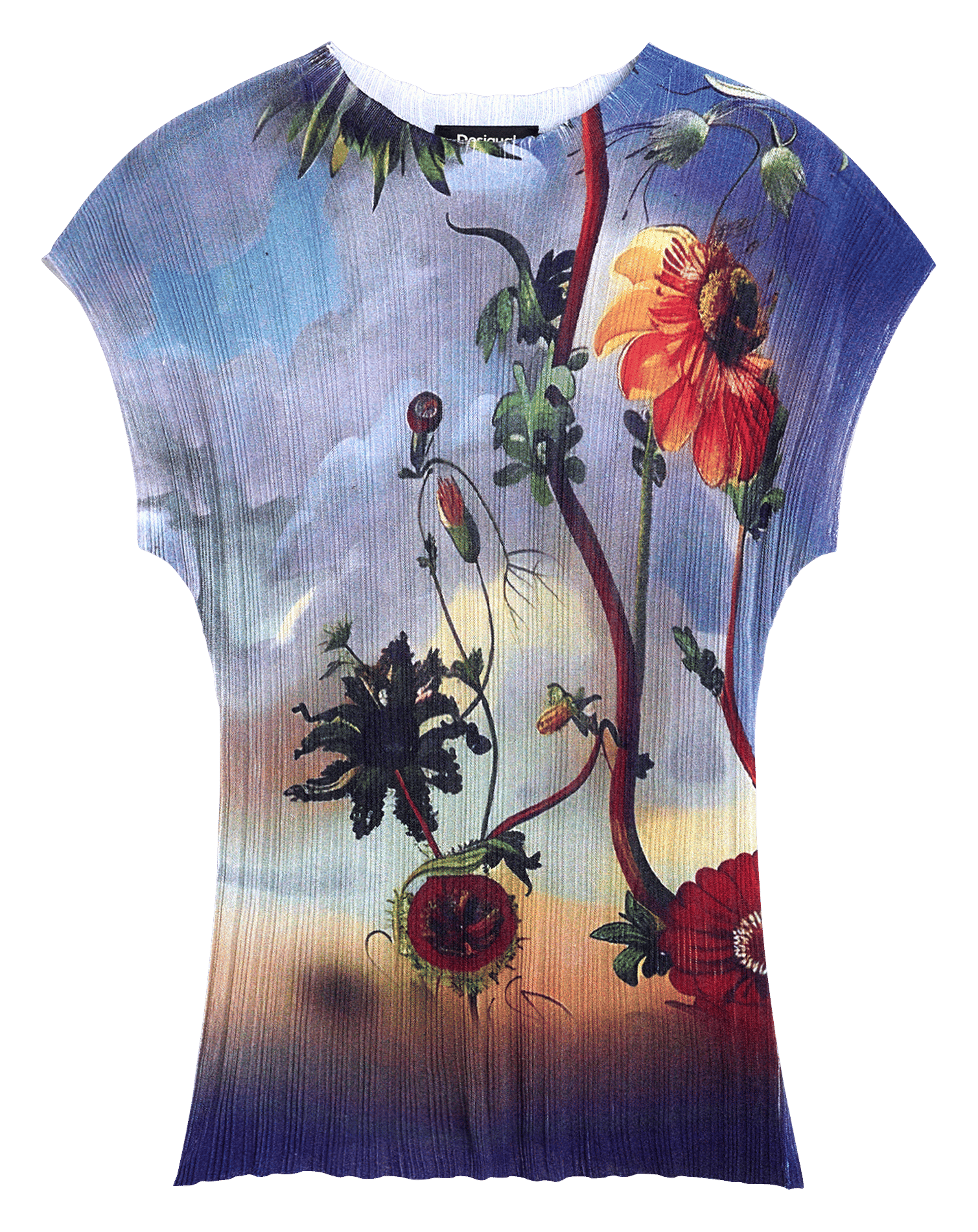 Tee-shirt ajusté col rond imprimé DESIGUAL Bleu