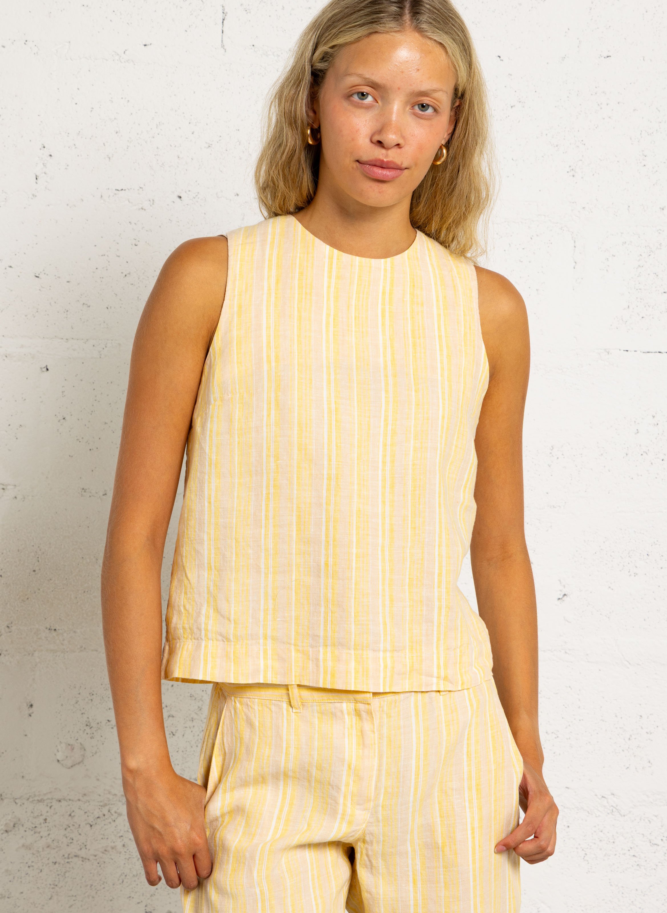 Round-neck linen top MAISON 123 Beige