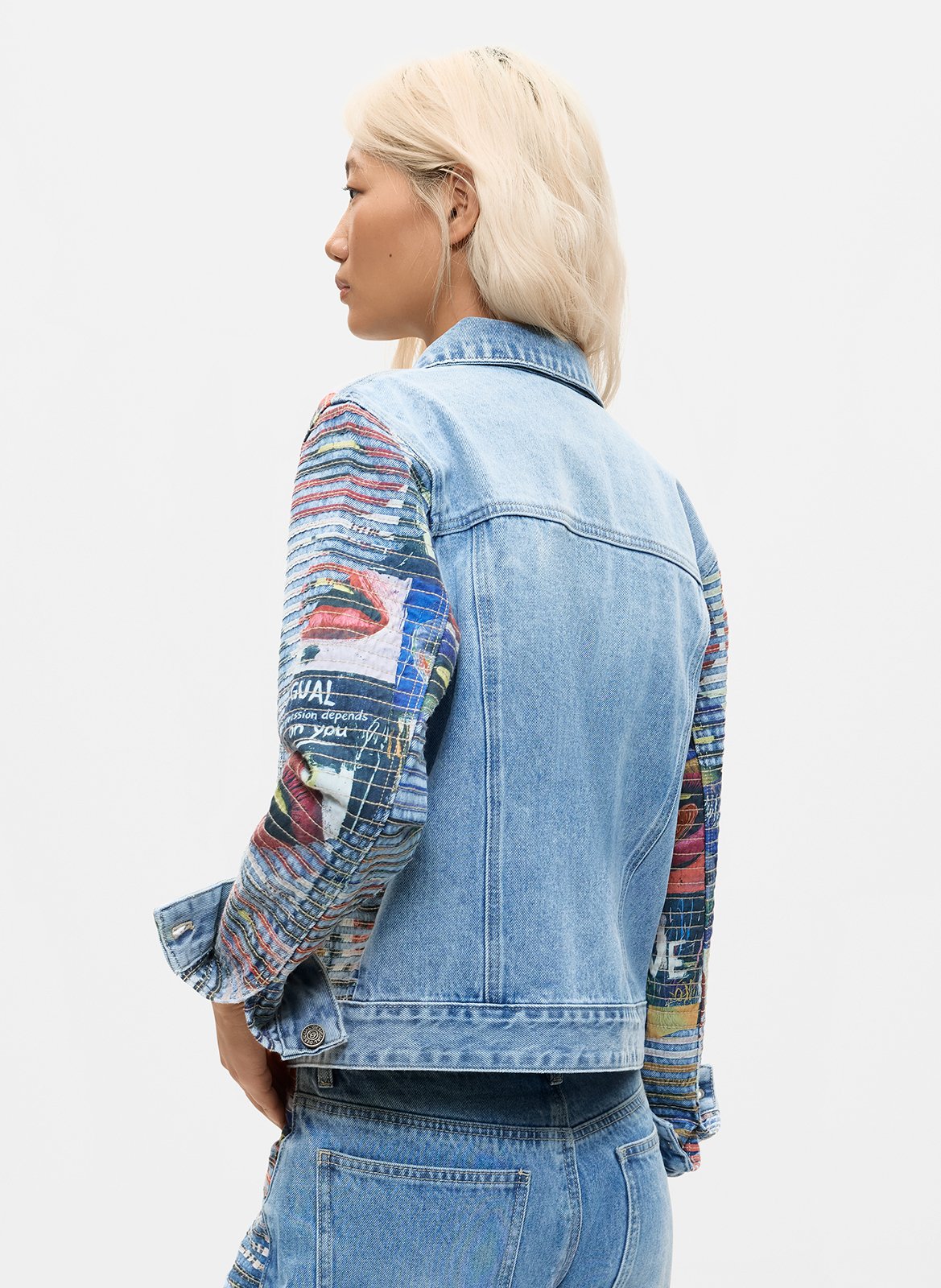 Veste droite col classique en coton imprimé DESIGUAL Bleu