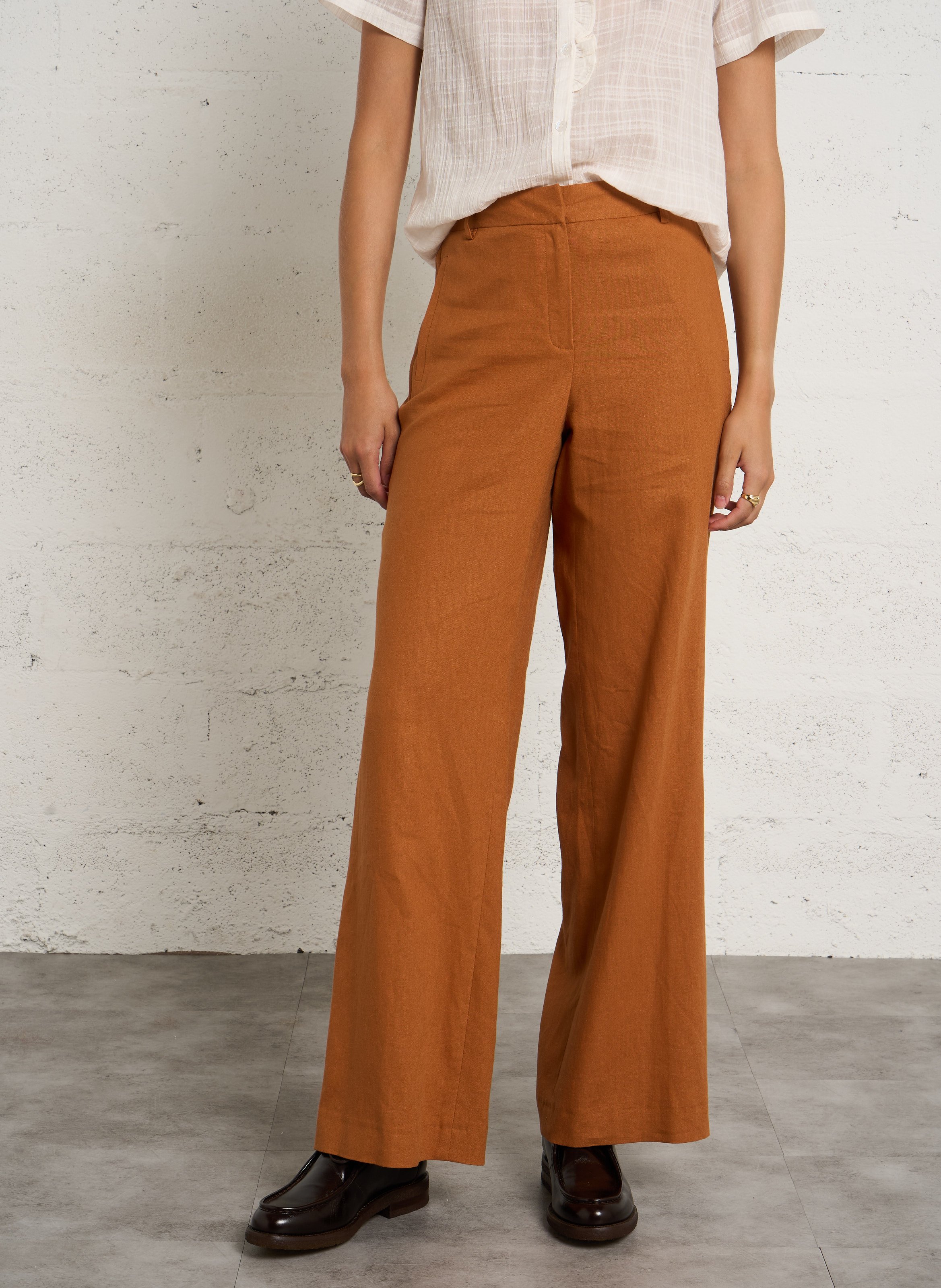 Wide-leg linen-blend pants MAISON 123 Golden