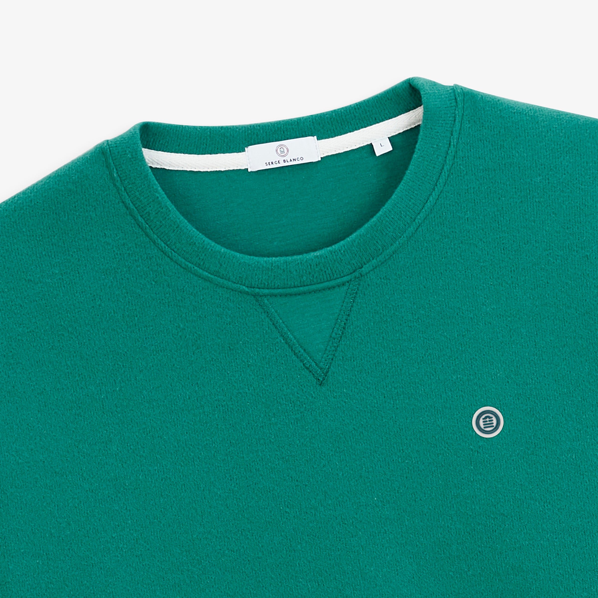 Round neck sweatshirt French rib SERGE BLANCO Green