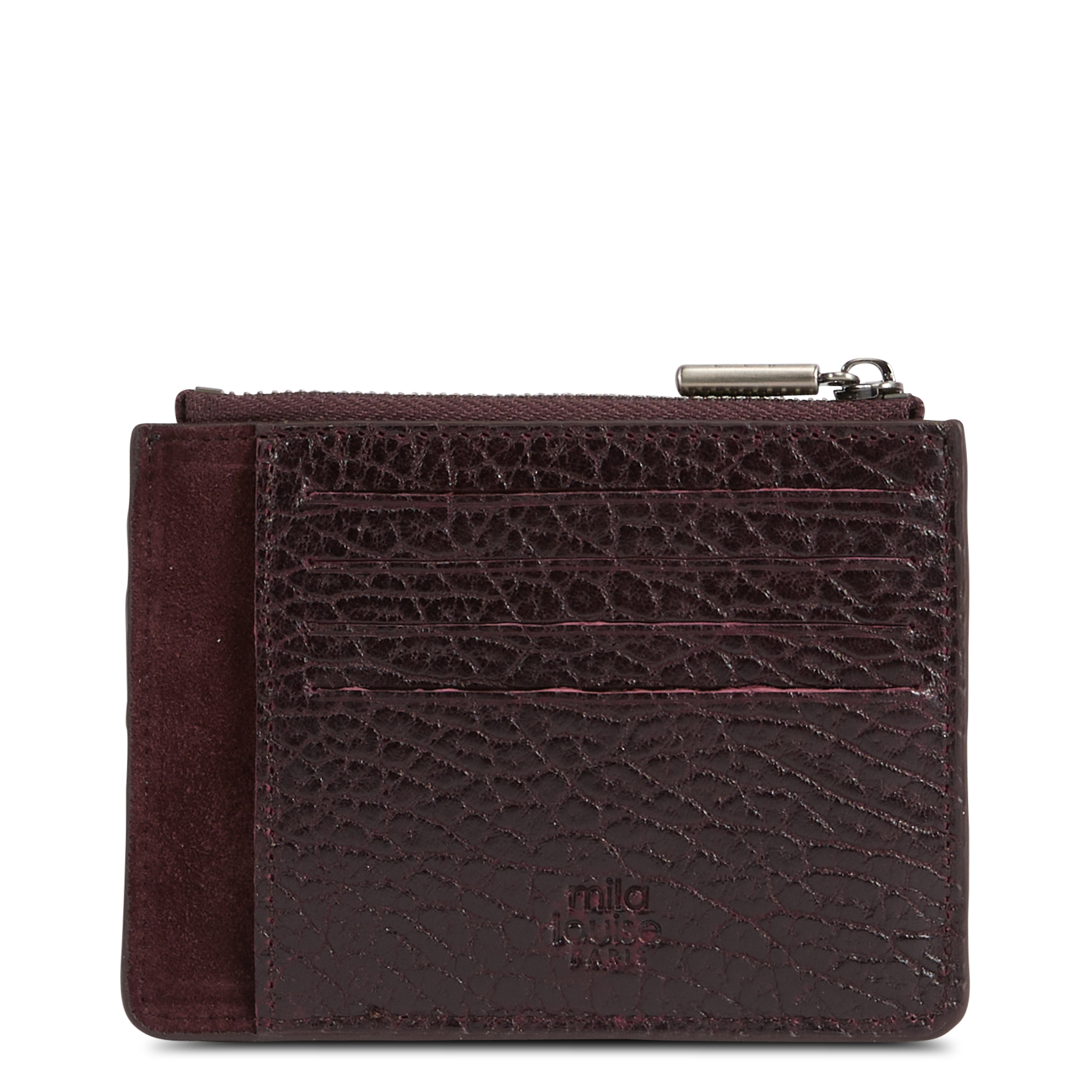 Porte-cartes en cuir texturé MILA LOUISE Rouge