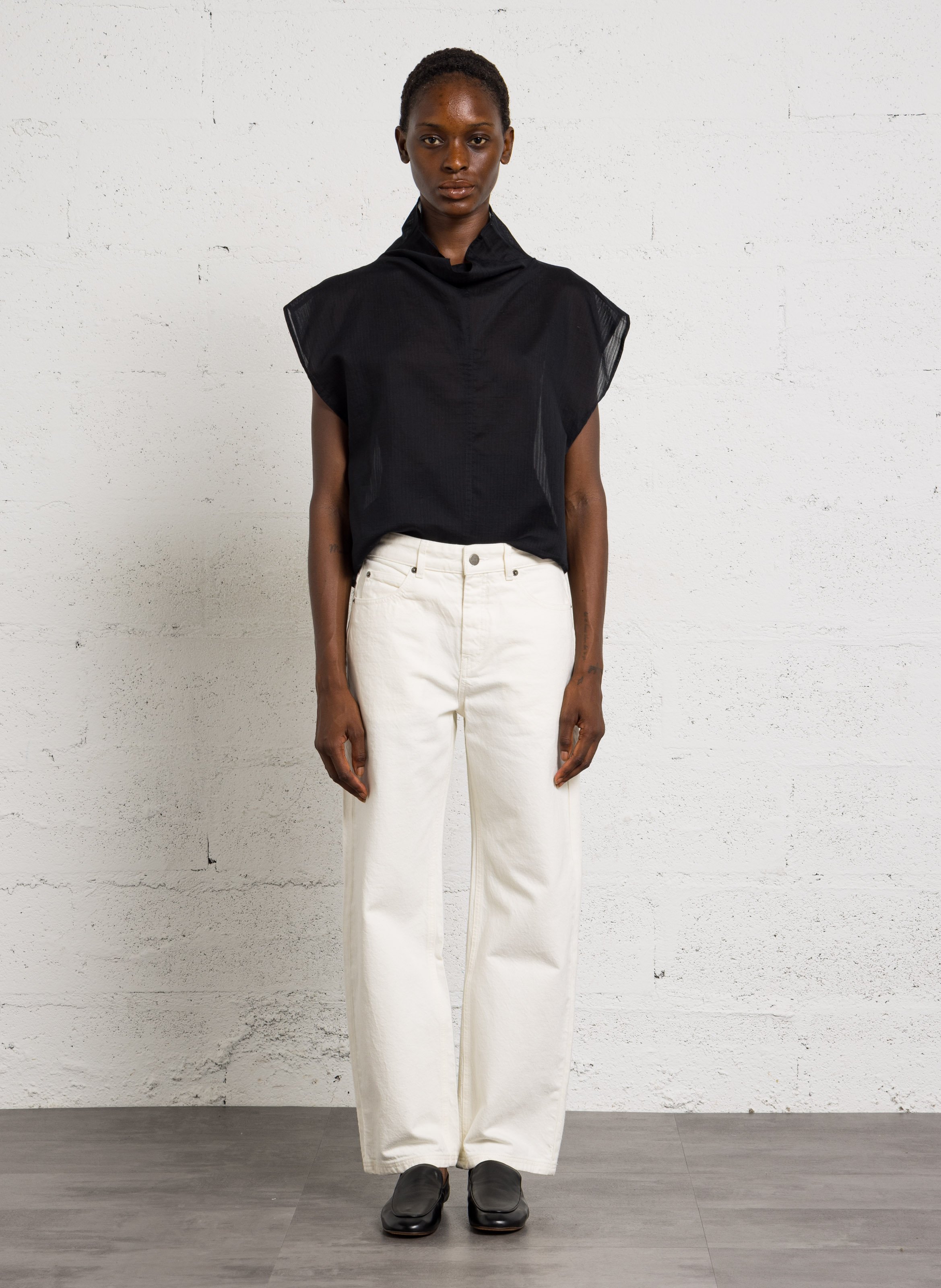 Oversized top in blended organic cotton and silk SOEUR Black